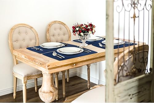 Miniatura 6 de Paquete de 4 manteles individuales de piel sintética, reversibles, resistentes al calor y al agua, manteles individuales de vinilo antideslizante de