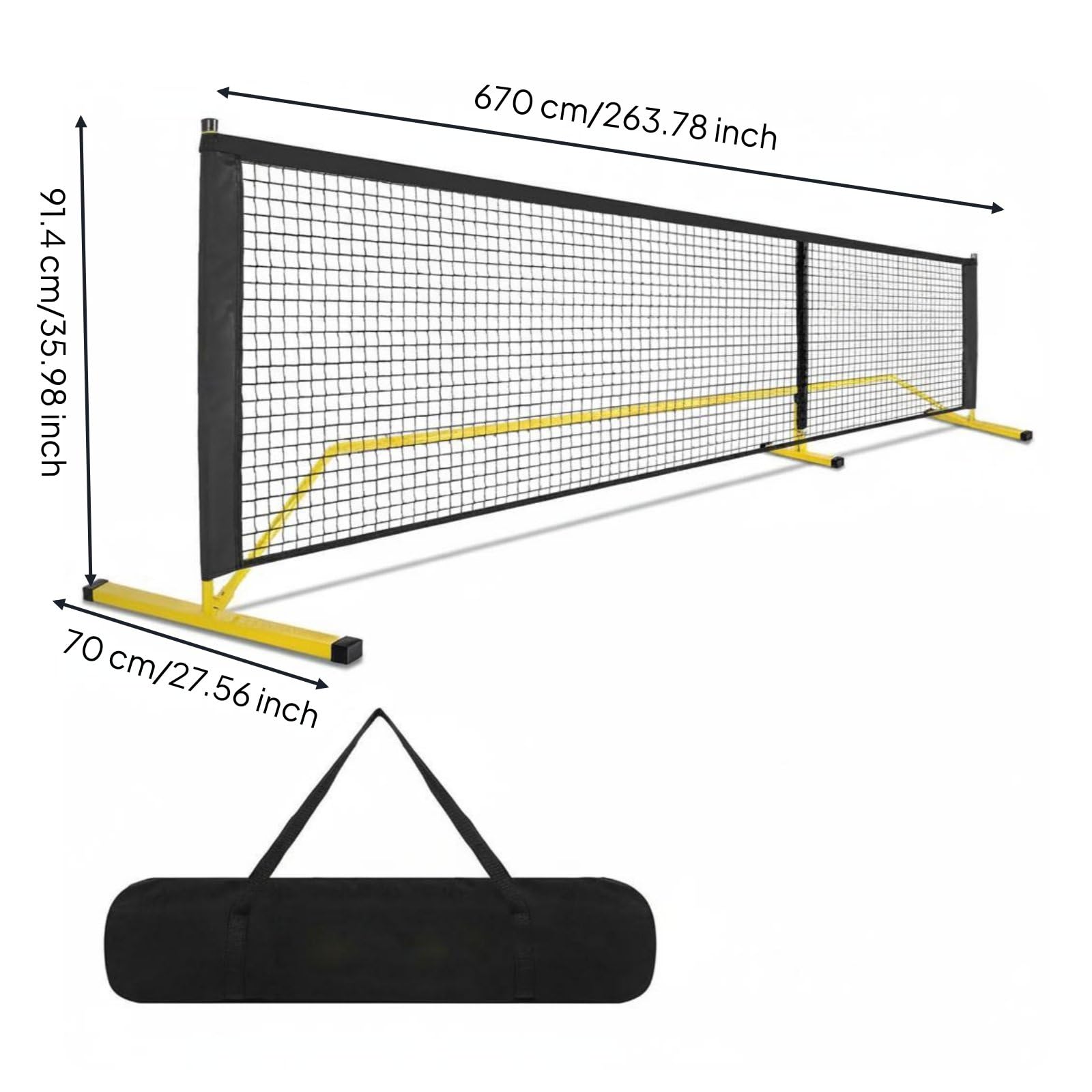 Rete da Pickleball con Ruote Resistente Attrezzatura Sportiva Stabile per Gara