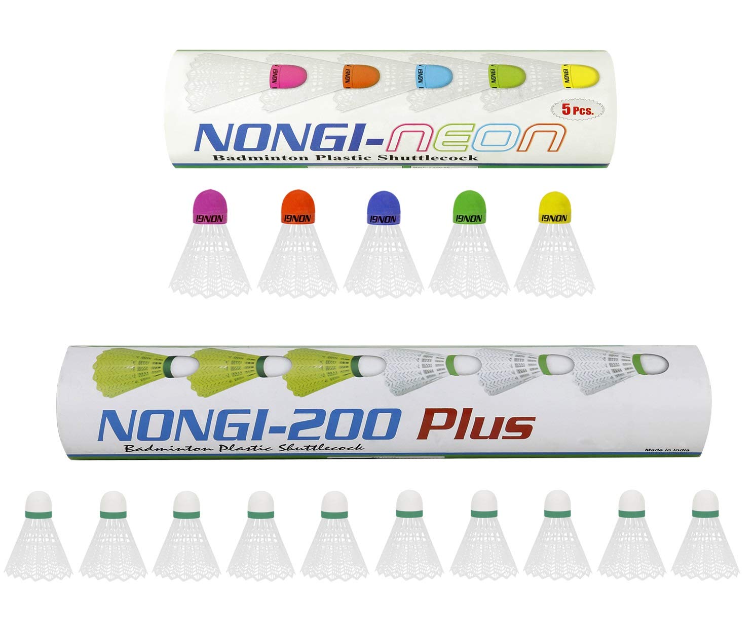 Nongi NeonCombo Pack of 15 Shuttlecocks (5 Multicolored Cork Plastic), 200 Plus(10 White Plastic) for Outdoor Indoor Sports (B08CBZPQMH) Amazon Price History, Amazon Price Tracker