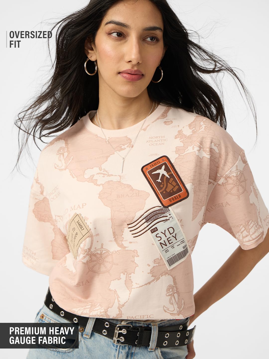 The Souled Store Camisetas de manga corta de algodón con cuello redondo para mujeres y niñas