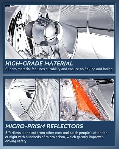 Vista 94 de Nilight Conjunto de faros delanteros, faros de repuesto, carcasa cromada, reflector ámbar, lente transparente mejorada, para el lado del conductor