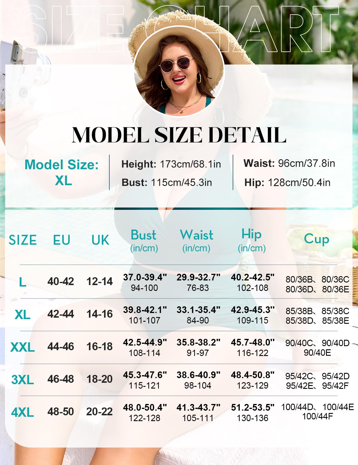 Nadeer Conjunto De Bikini De Talla Grande Reductor Cintura Alta Push Up Mujer Ropa De Playa