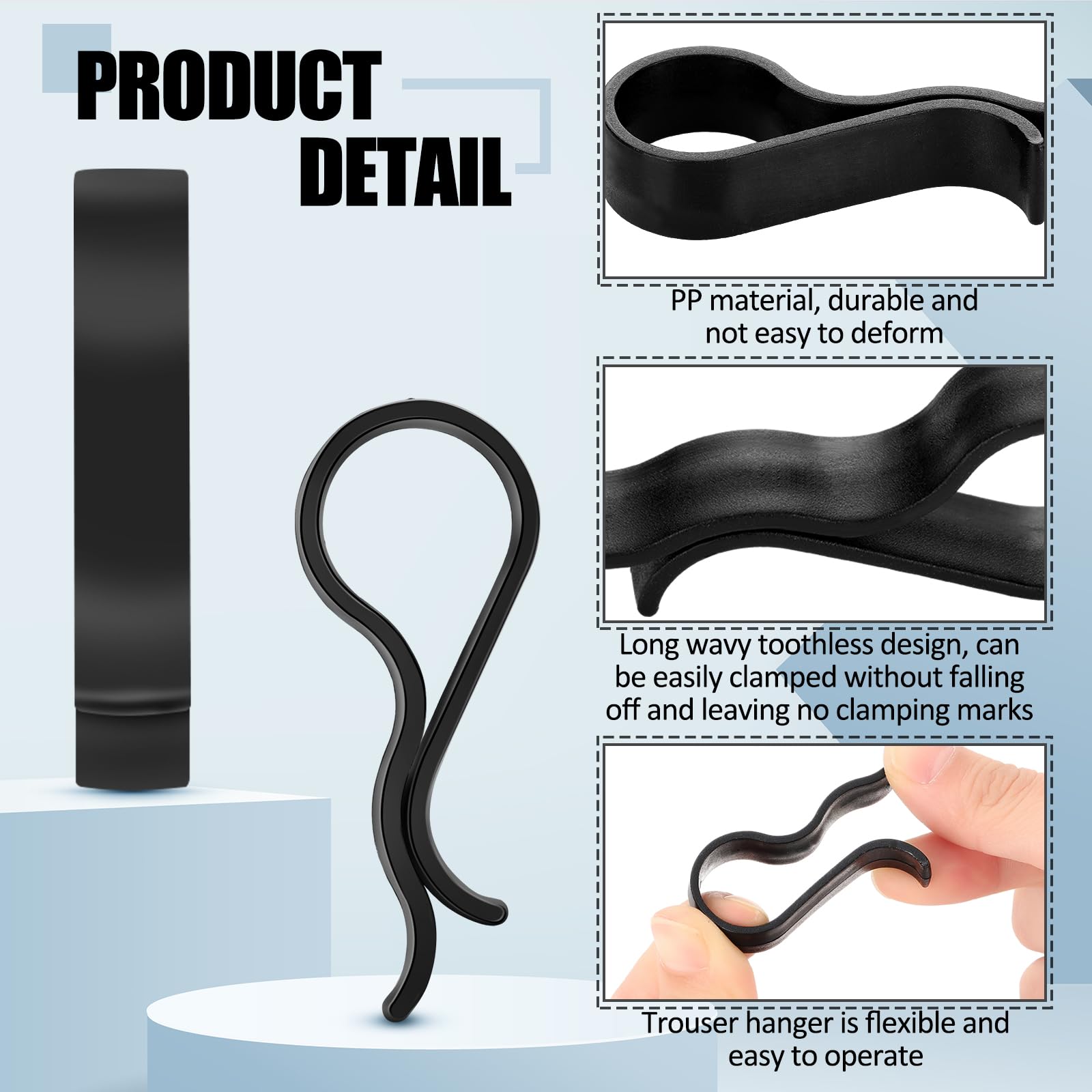 Honeydak 100 clips de plástico negro para pantalones, alfileres de ropa, ropa, camisa, plegable, bufanda, pantalones, paquete de ropa