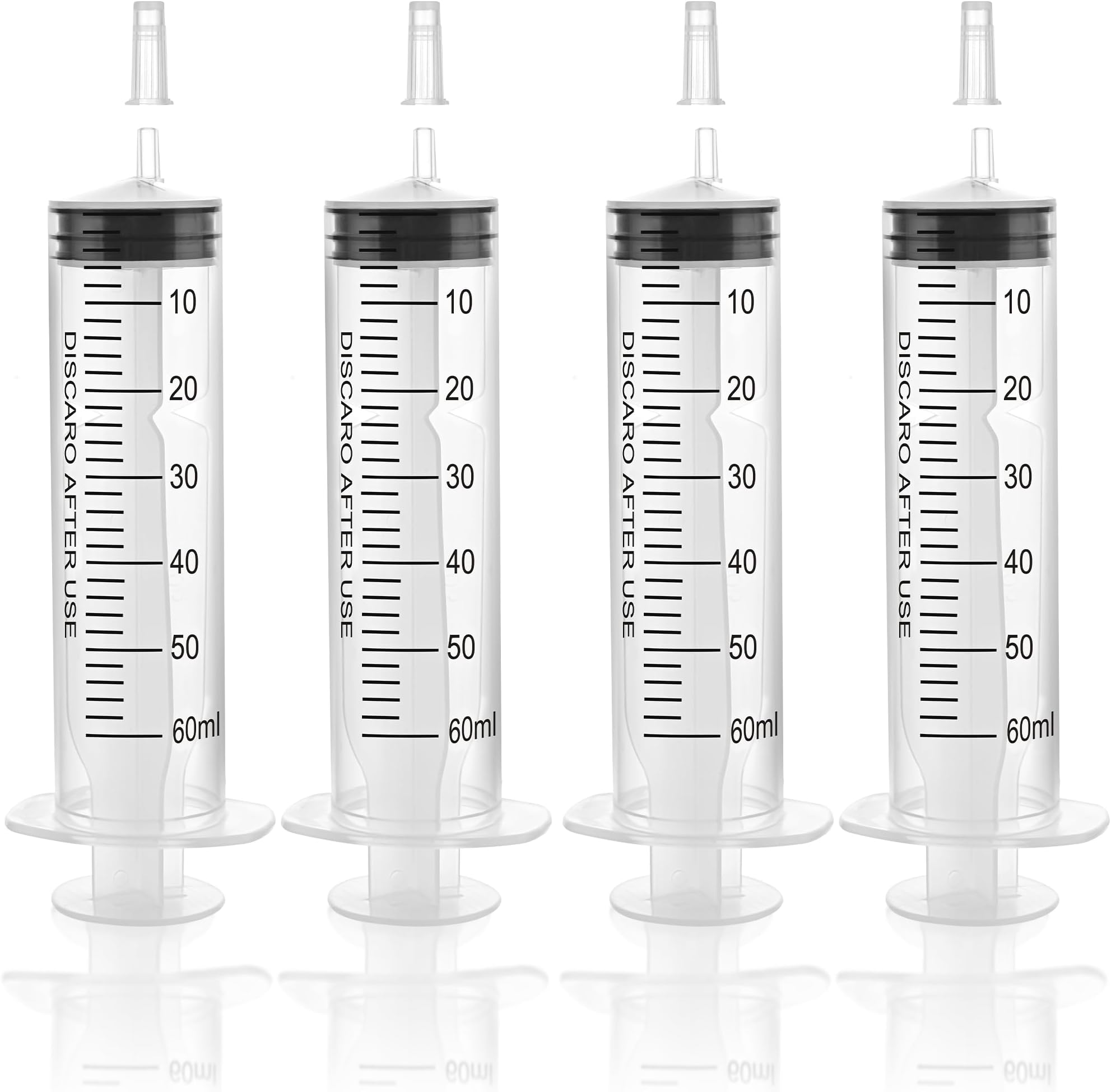12pack 60ml Large Syringes Without Needle, With Cap for Liquid, Measuring, Ink Refilling, Oil, Liquids Glue Applicator, Individually Sealed