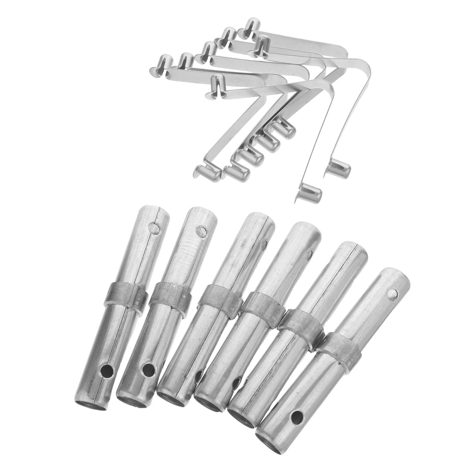 Accessoire de montage pour échafaudage en acier argenté avec colliers et ressorts, lot de 12 pièces