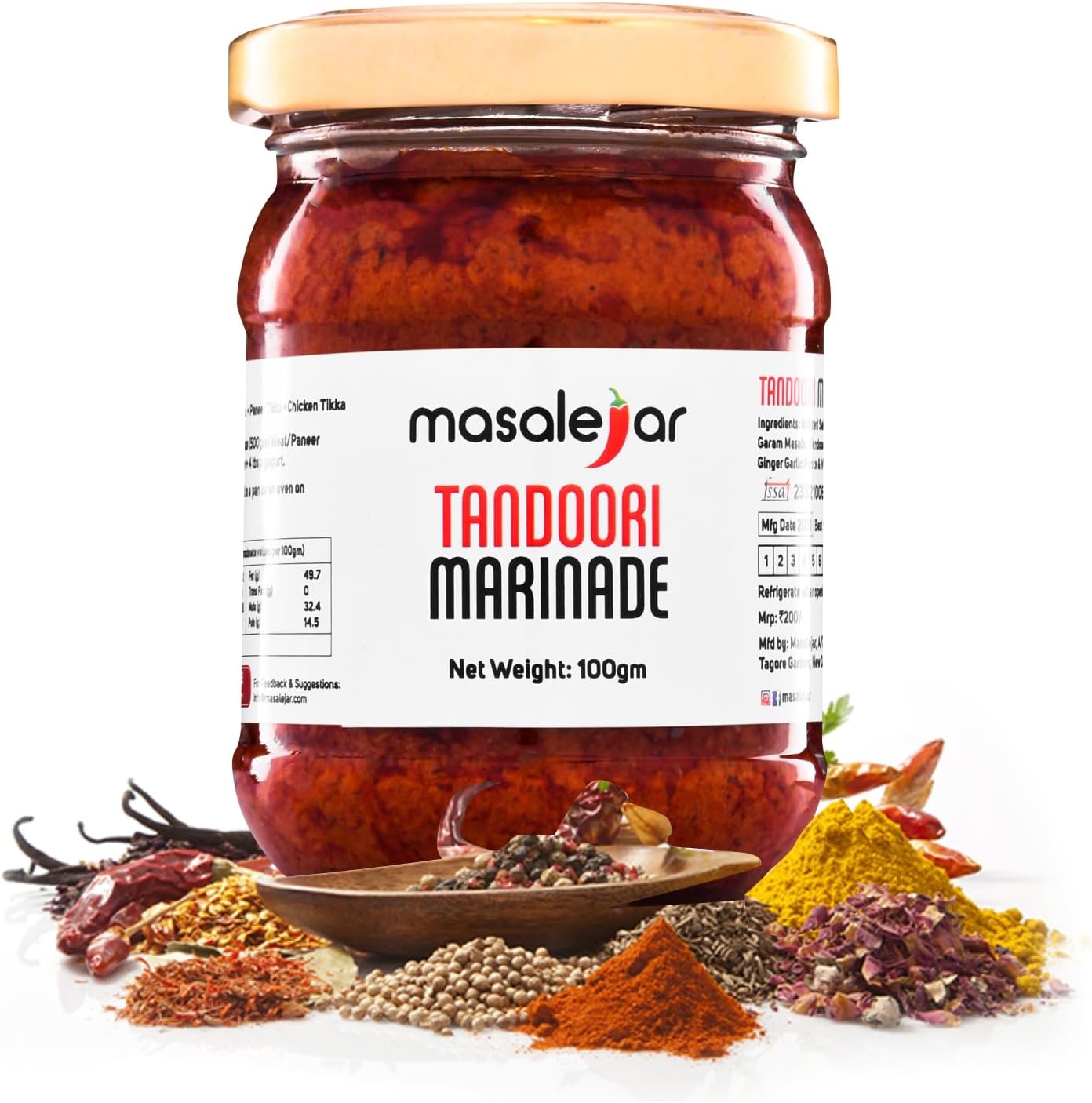 Tandoori Marinade Masala 100g – Ready-to-Cook Veg Tikka & BBQ Spice Mix for Paneer, Mushroom & Vegetables