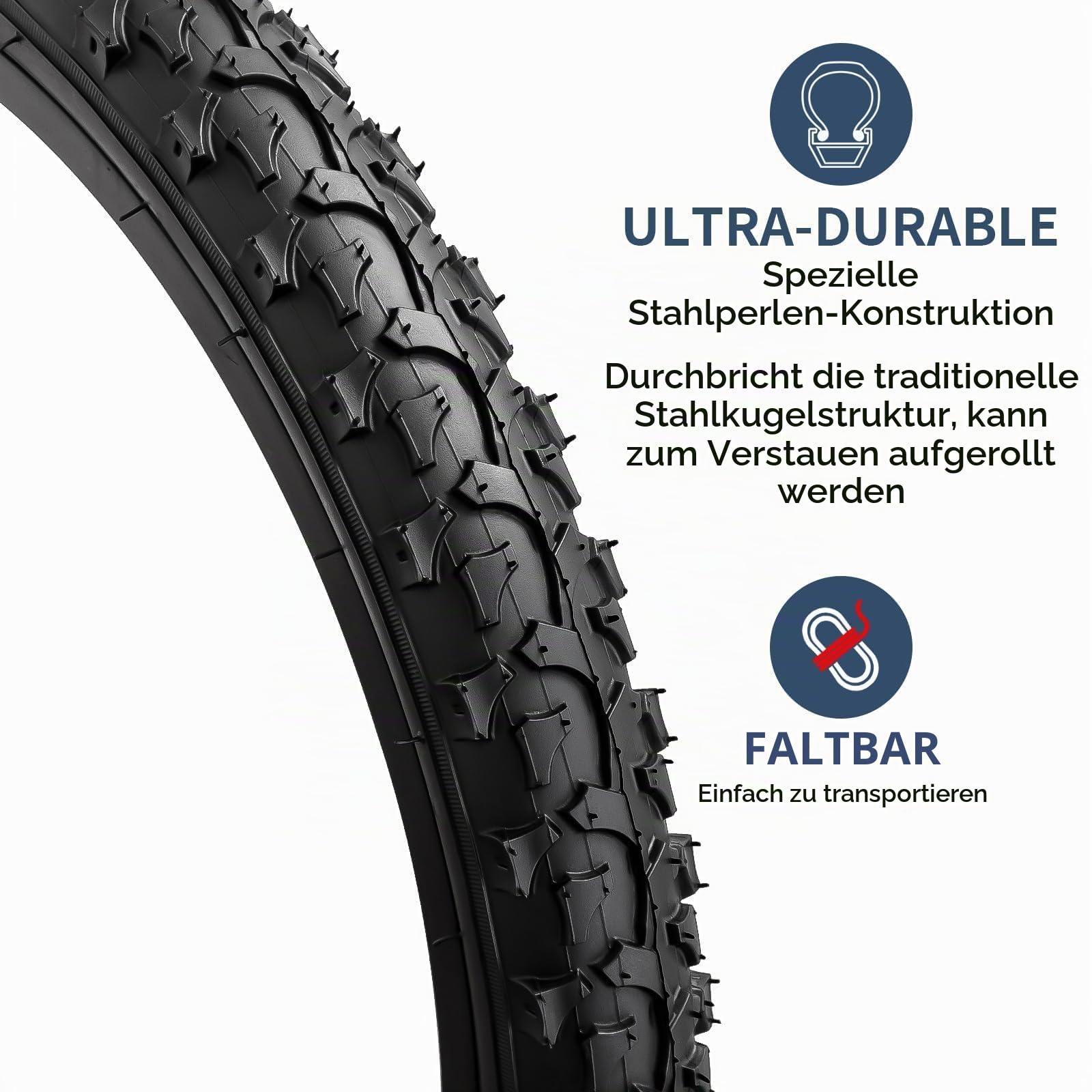 YunSCM 2Pcs Faltbare 20 Zoll Fahrradreifen 20X2.125 Mantel 57-406 kompatibel 20X2.125 Stadt/Straße/Mountainbike Reifen