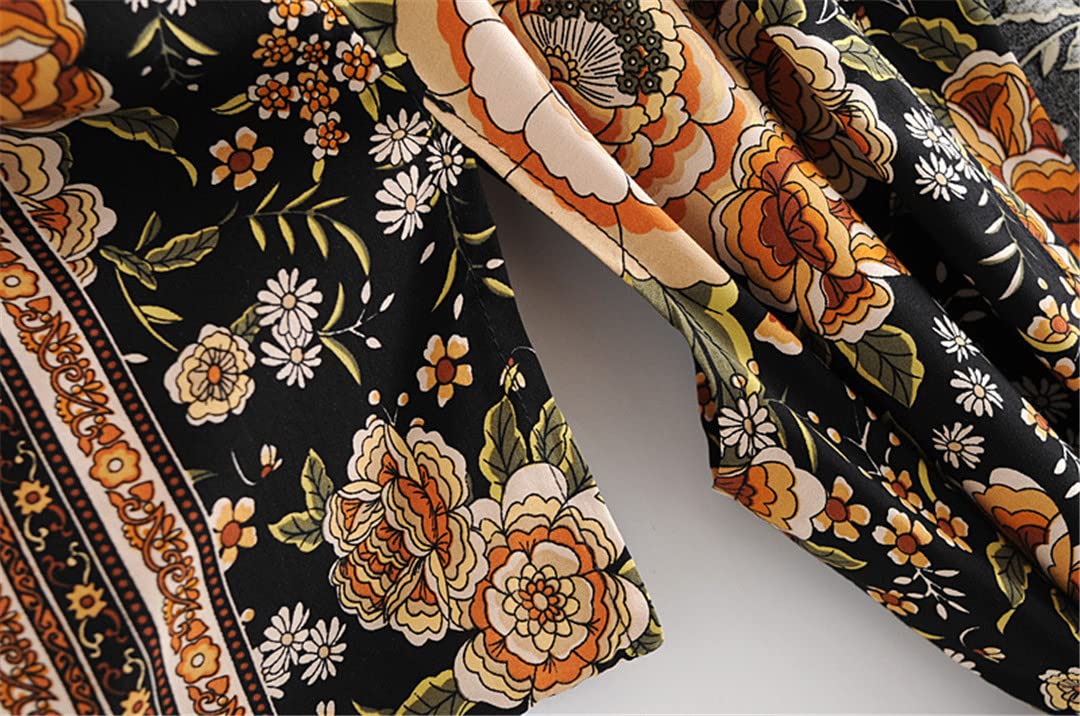 Dninmim Kimono da donna con scollo a V con stampa floreale e maniche a pipistrello e copricostume da bikini