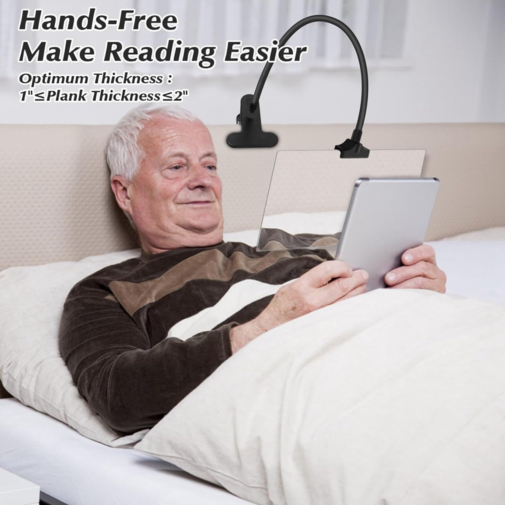 Wuden 2pcs 5X Magnifying Glass with Clip,6x3.5Inch Magnifier with Clamp Adjustable Flexible Gooseneck,Clip on Magnifying Glass