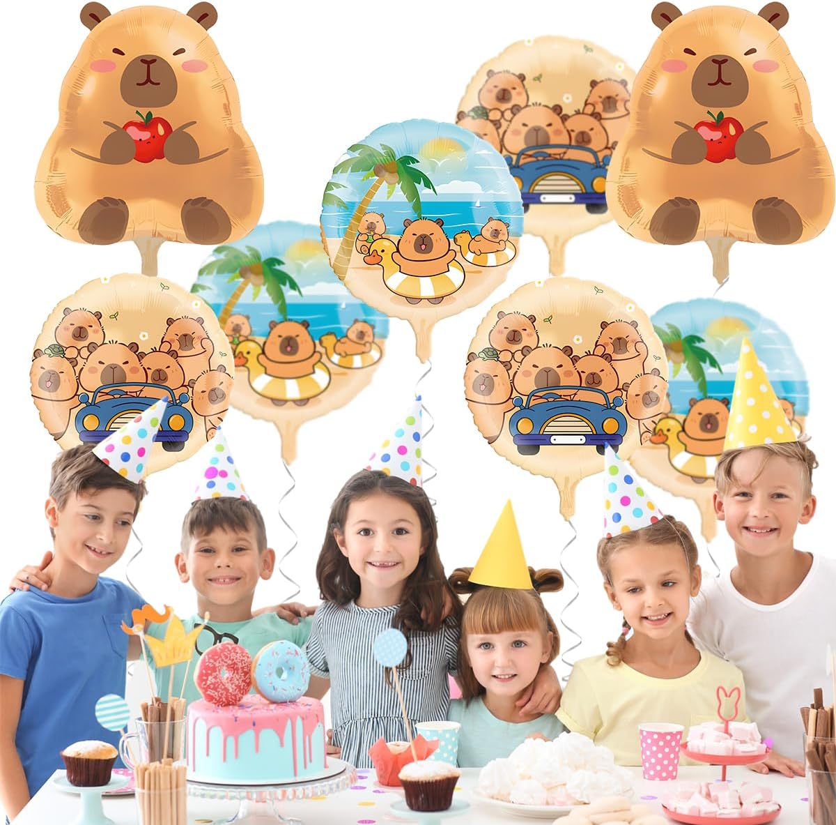 8Pcs Capybara Birthday Party Aluminum Foil Balloon, Capybara Birthday Baby Shower Party Supplies