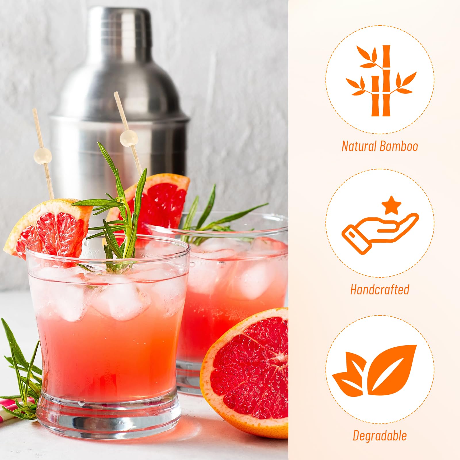 100 Stuzzicadenti Decorativi Per Cocktail A Forma Di Fuoco D'artificio/palma, In Bambù E Alluminio Colorato, 23 Cm, Per Frutta E Dessert