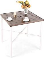 Vista 10 de PHI VILLA Mesa de bar de patio al aire libre para 4-6, mesa rectangular de barra de altura de mostrador con marco de acero de metal para todo tipo