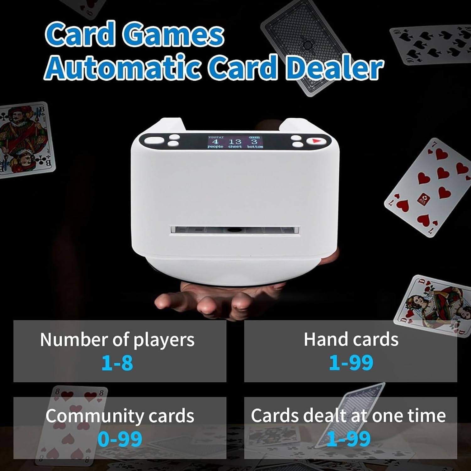 Distribuidor automático, Herramienta de negociación de póquer giratoria de 360°, Dispositivo de póquer antitrampas, Compatible con Juegos multijugador