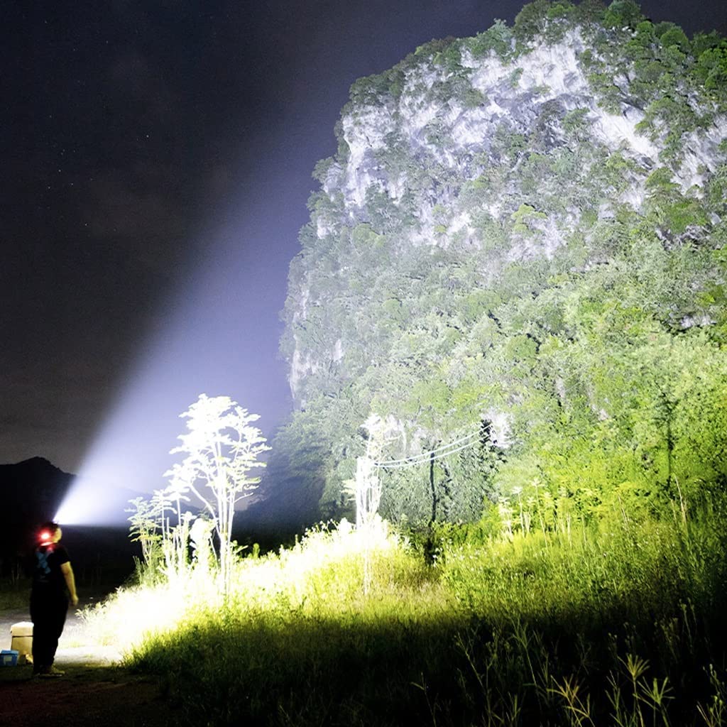 Latarka czołowa czołówka， Latarka czołowa LED Mocne światło Ładowanie Daleki zasięg Na zewnątrz Montaż na głowie Wędkarstwo Nocne Wędkarstwo Zoom Oświetlenie o długiej żywotności Reflektory zewnętrzne