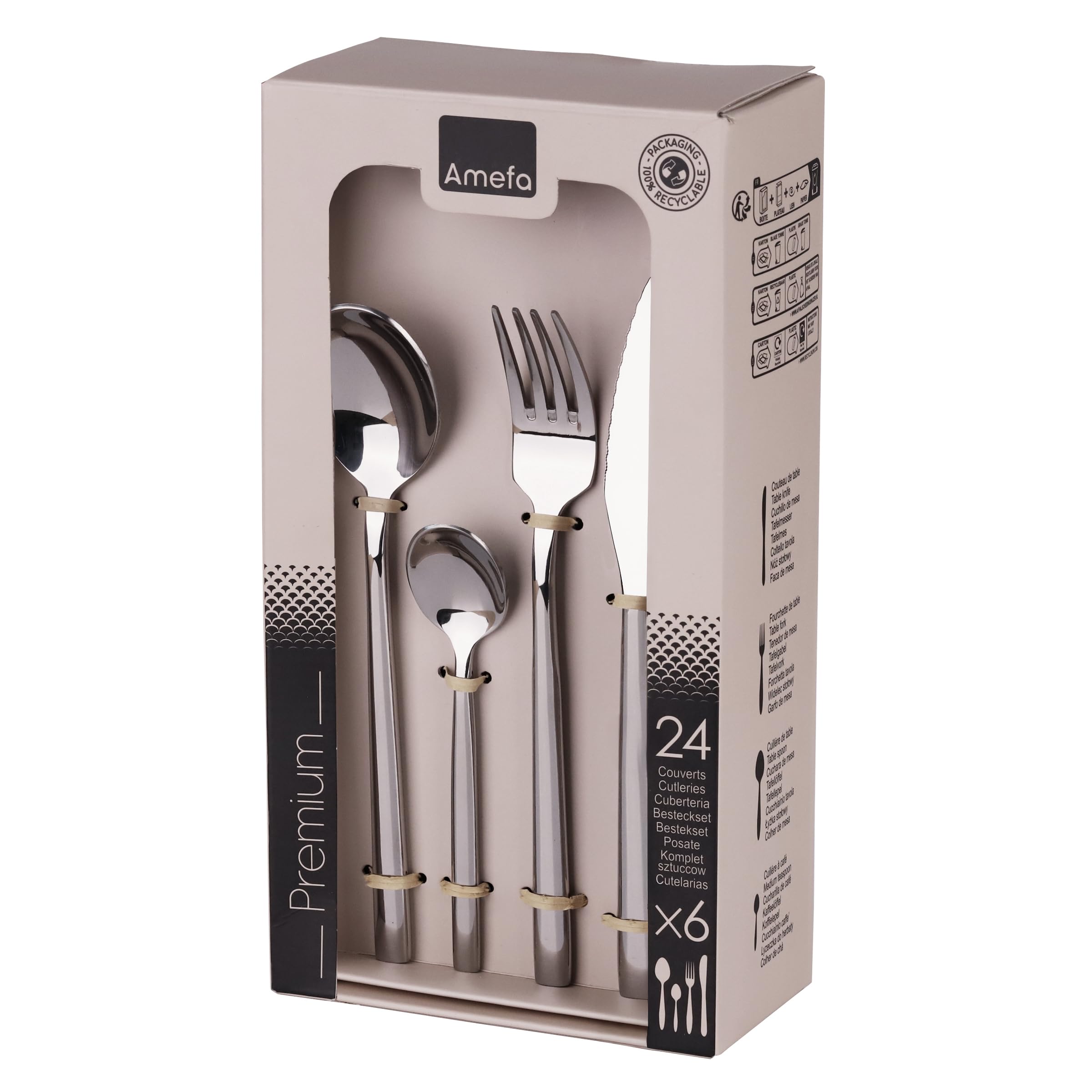 AMEFA - Set di 24 posate per 6 persone - Carlton - Acciaio 18/0 - Finitura Brillante