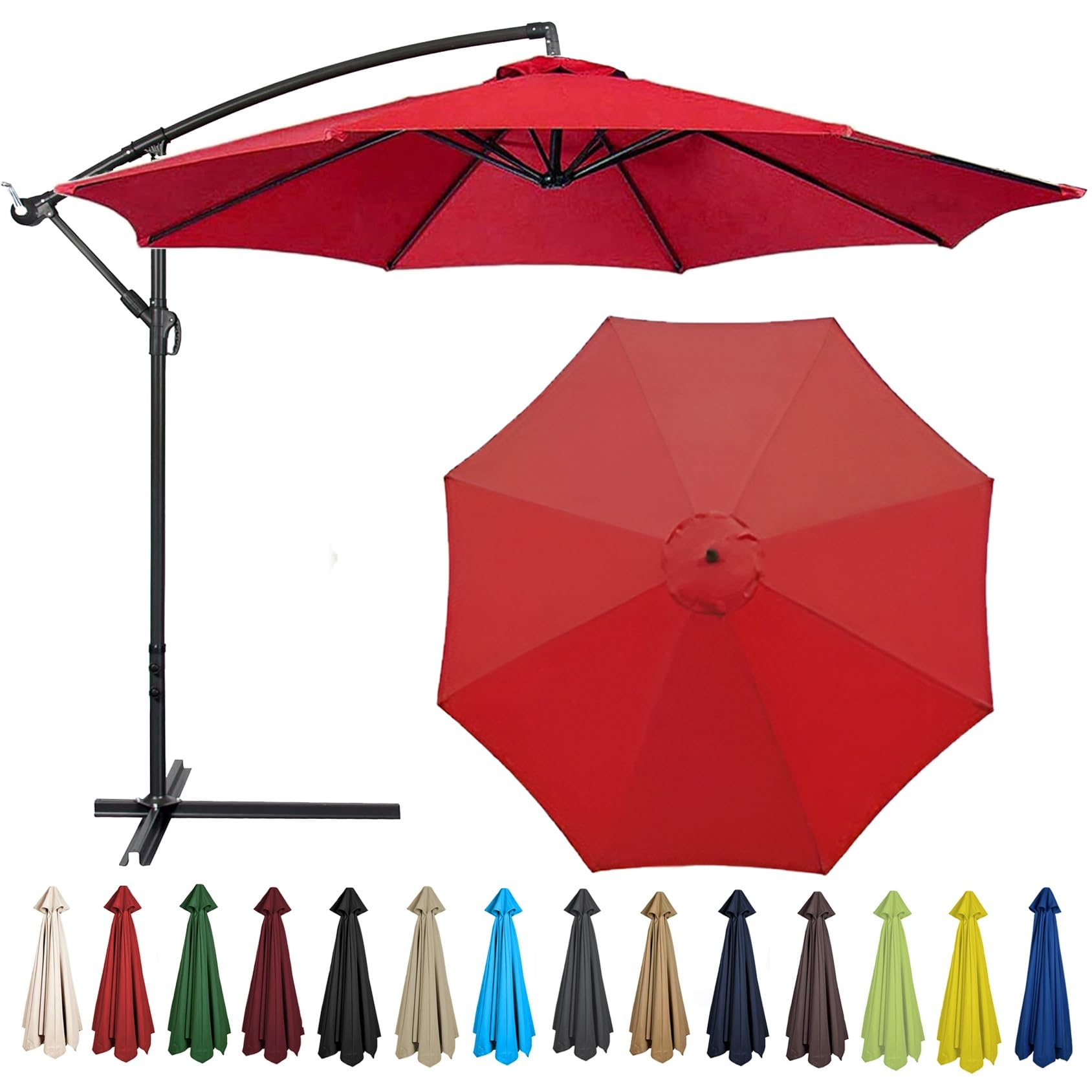 Cmjymx Red Replacement Parasol Canopy 200Cm 2.7M 300Cm + 6 Arms/8 Arms Replacement Parasol Fabric Cover For Garden Umbrella Waterproof Anti-Ultraviolet Replacement Umbrella Cloth(Color:,Size:8 Ribs-3M(9.8Ft))