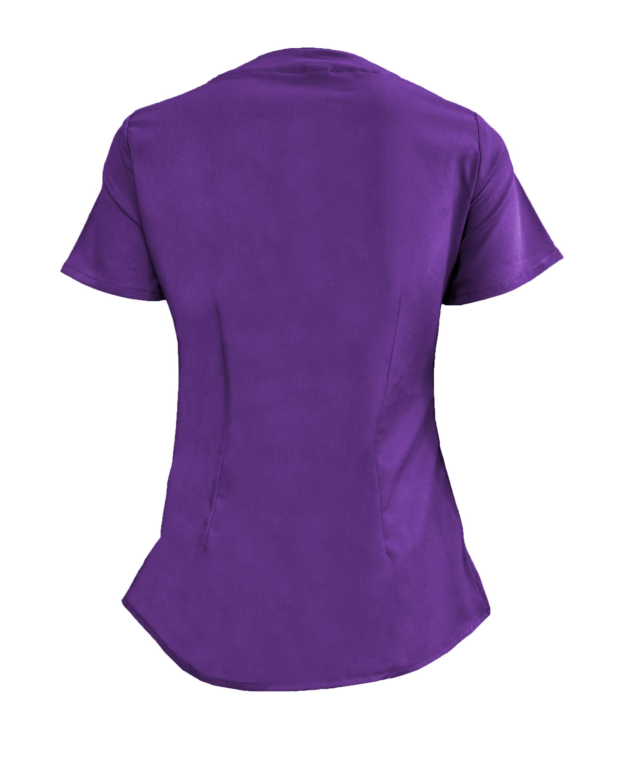 Soft Premium V-Neck Professional Workwear Women Top Junior Fit (Purple, Large)