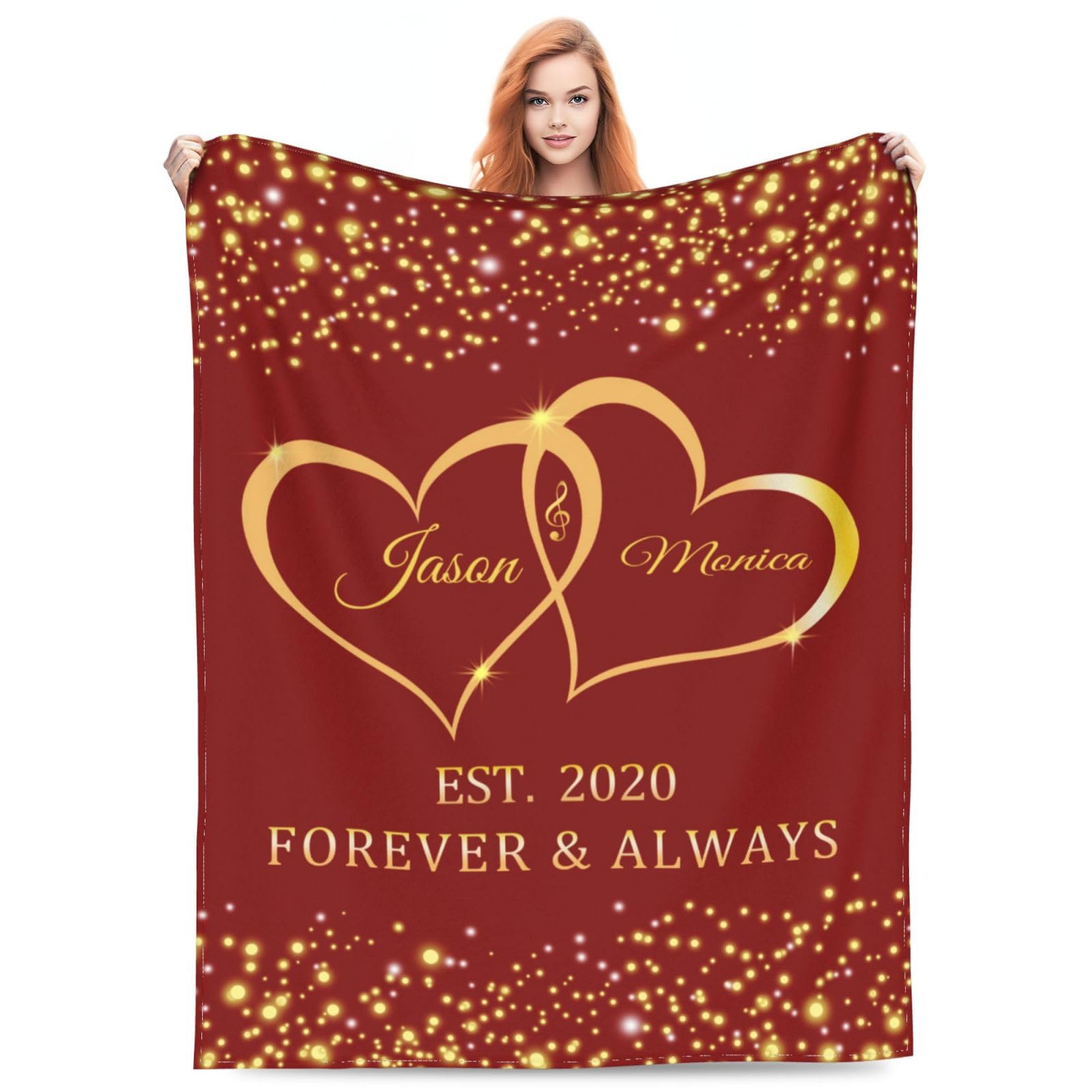 Ayambetus Custom Couples Name Thick Throw Blanket Personalized Flannel Bed Blankets Customized Birthday Anniversary Valentines For Wife Husband Boyfriend Girlfriend — image 1