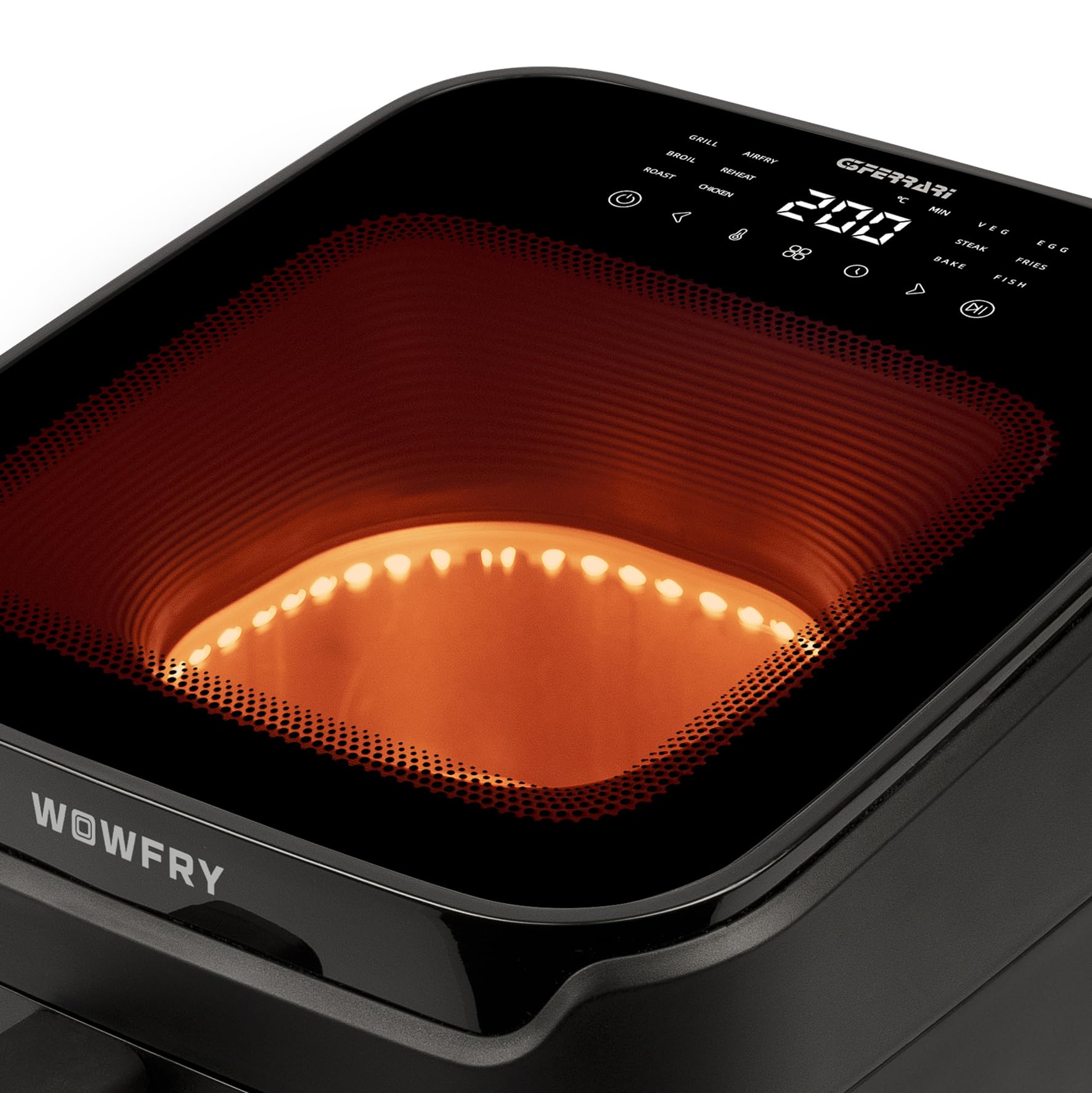 G3 Ferrari G10226 Wowfry frytkownica powietrzna, 7 l, 2 okna, czarna | 1700 W, wyświetlacz cyfrowy, 12 programów, pojemnik i taca, regulowany termostat (80°-200°C), 60 minut timera