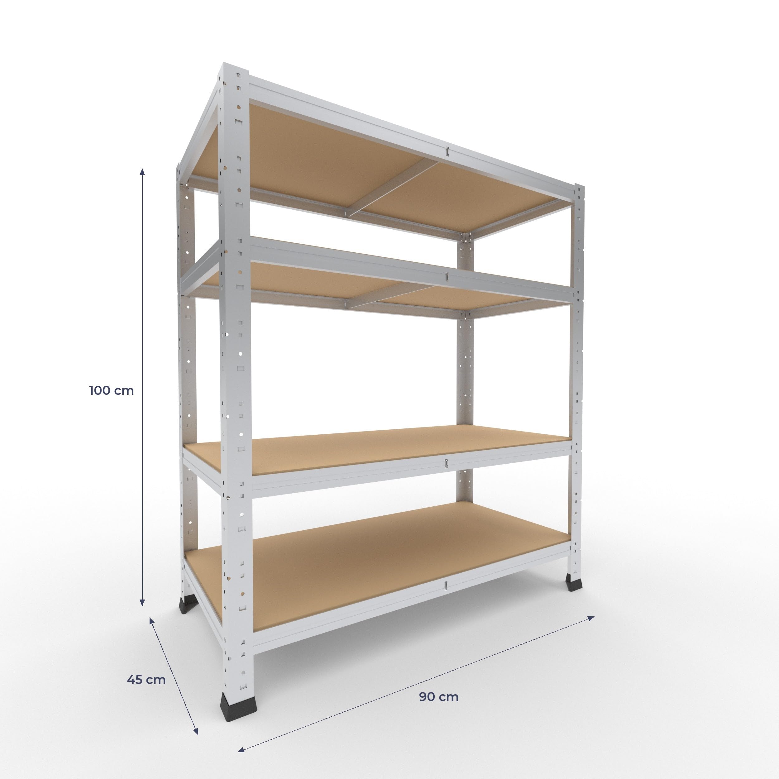 shelfplaza Home 100x90x45cm Schwerlastregal verzinkt mit 4 Böden x 175kg | Kellerregal · Lagerregal · Metallregal · Regale für Kellerraum · Steckregal · Abstellraum Regal