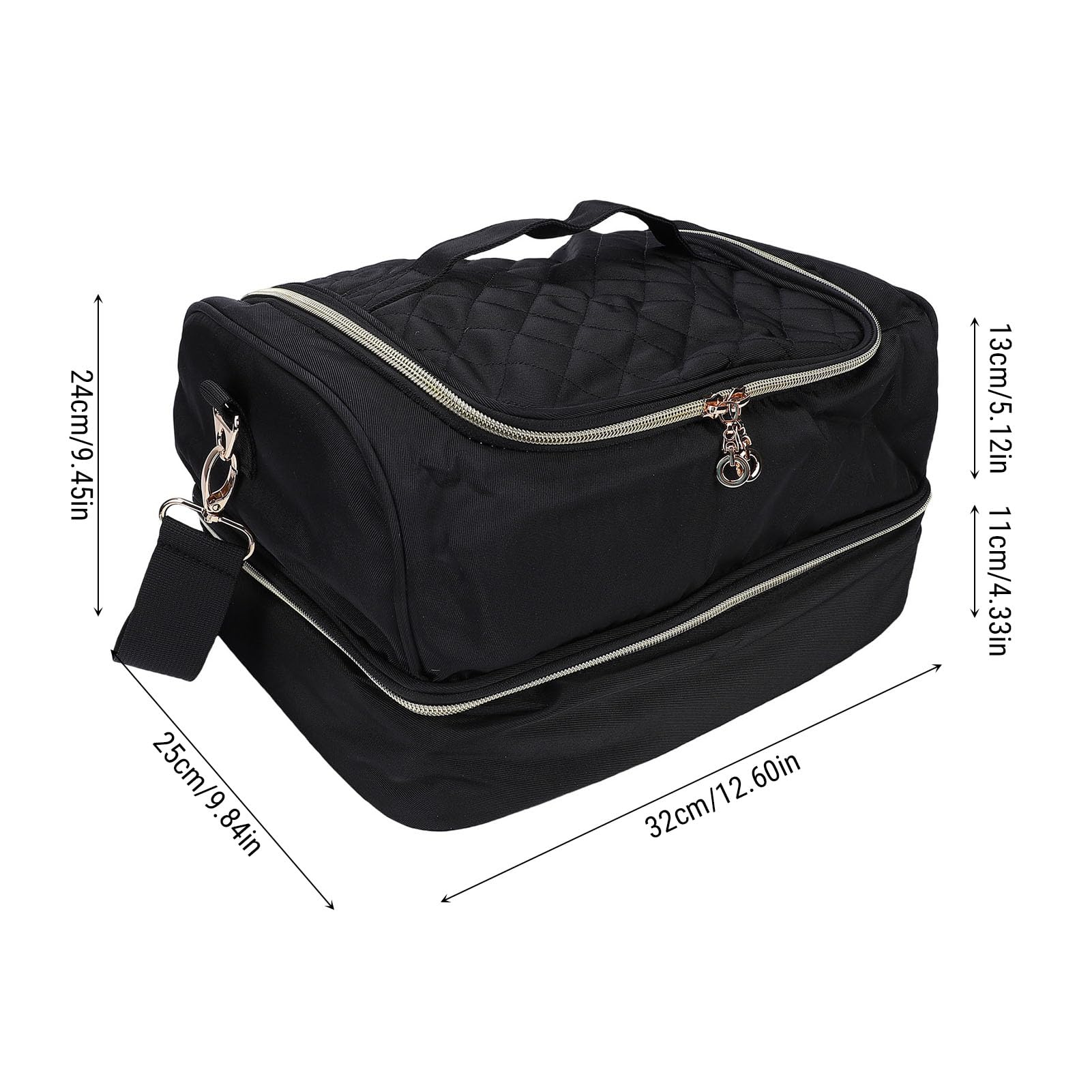 Borsa Organizer Professionale per Smalti, Custodia Portatile Viaggio per Manicure, Borsa con Tracolla Regolabile, Ideale per Artisti del Salone per Tecnici delle Unghie (BLACK)