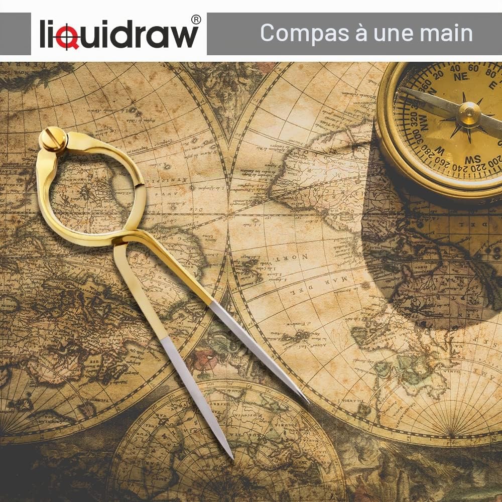 Liquidraw Portland Kit de séparation de navigation pour traceur de parcours marin, rapporteur nautique à une main, séparateur droit en laiton massif, 20,3 cm