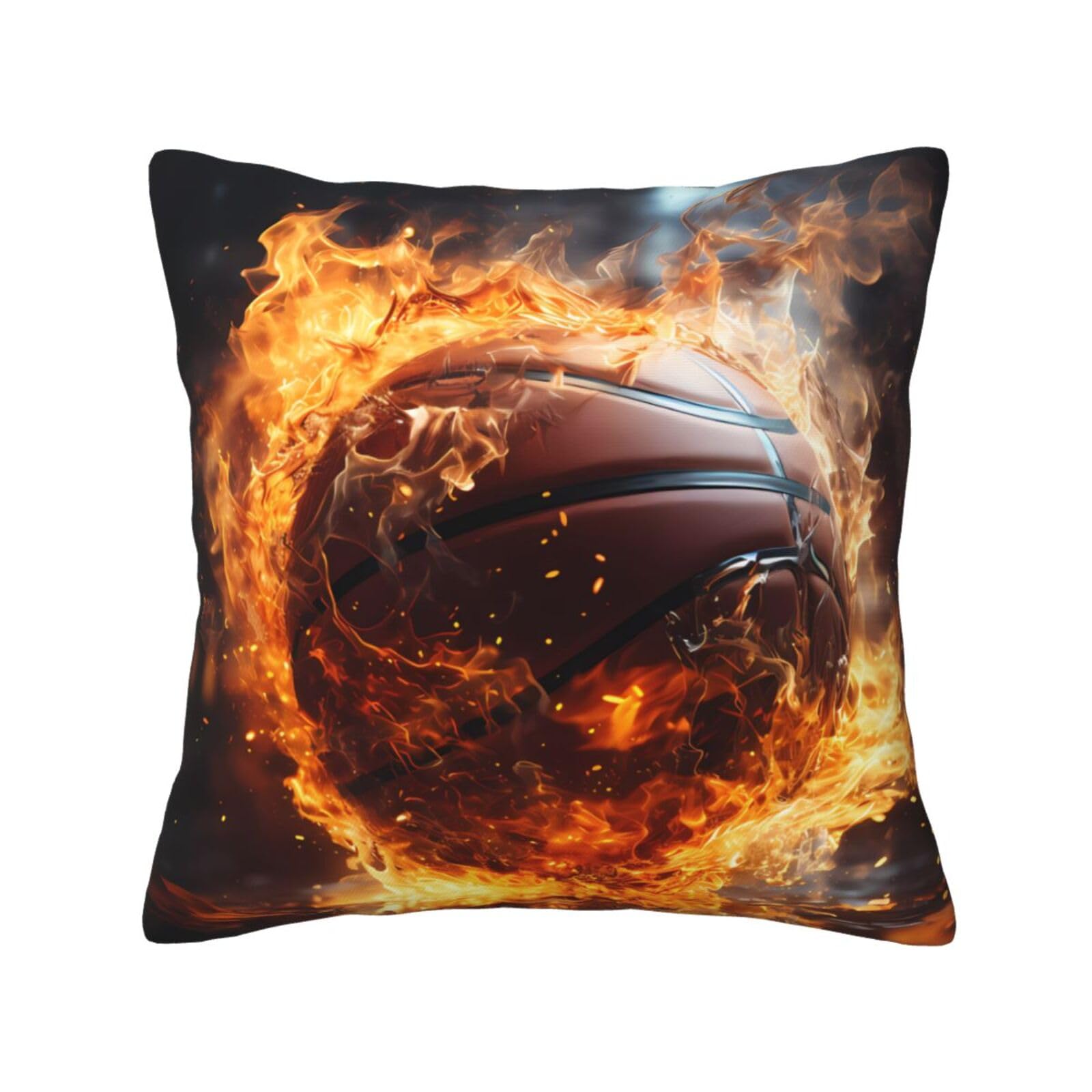 SXZVVBN Basketball on Fire and Water Flame SplashingDecorative Square Sofa Cushion Covers