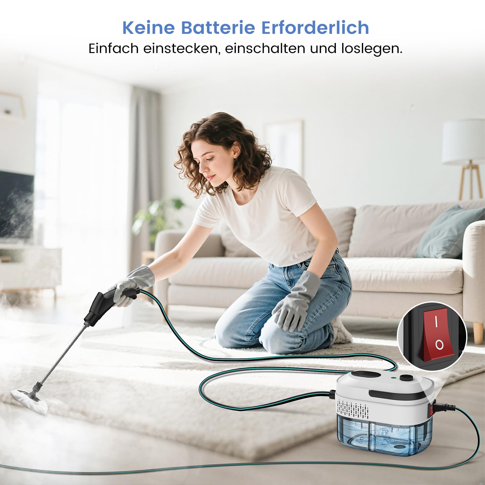 Granarbol Fettlösend Handgerät Dampfreiniger für Alles,1400ml/4Bar/105℃ Steam Cleaner,15s Schnellheizung Handdampfreiniger mit 8PCS Ersatzbürste für Boden,Auto,Polstermöbel,Fliesen,Teppich,Badezimmer