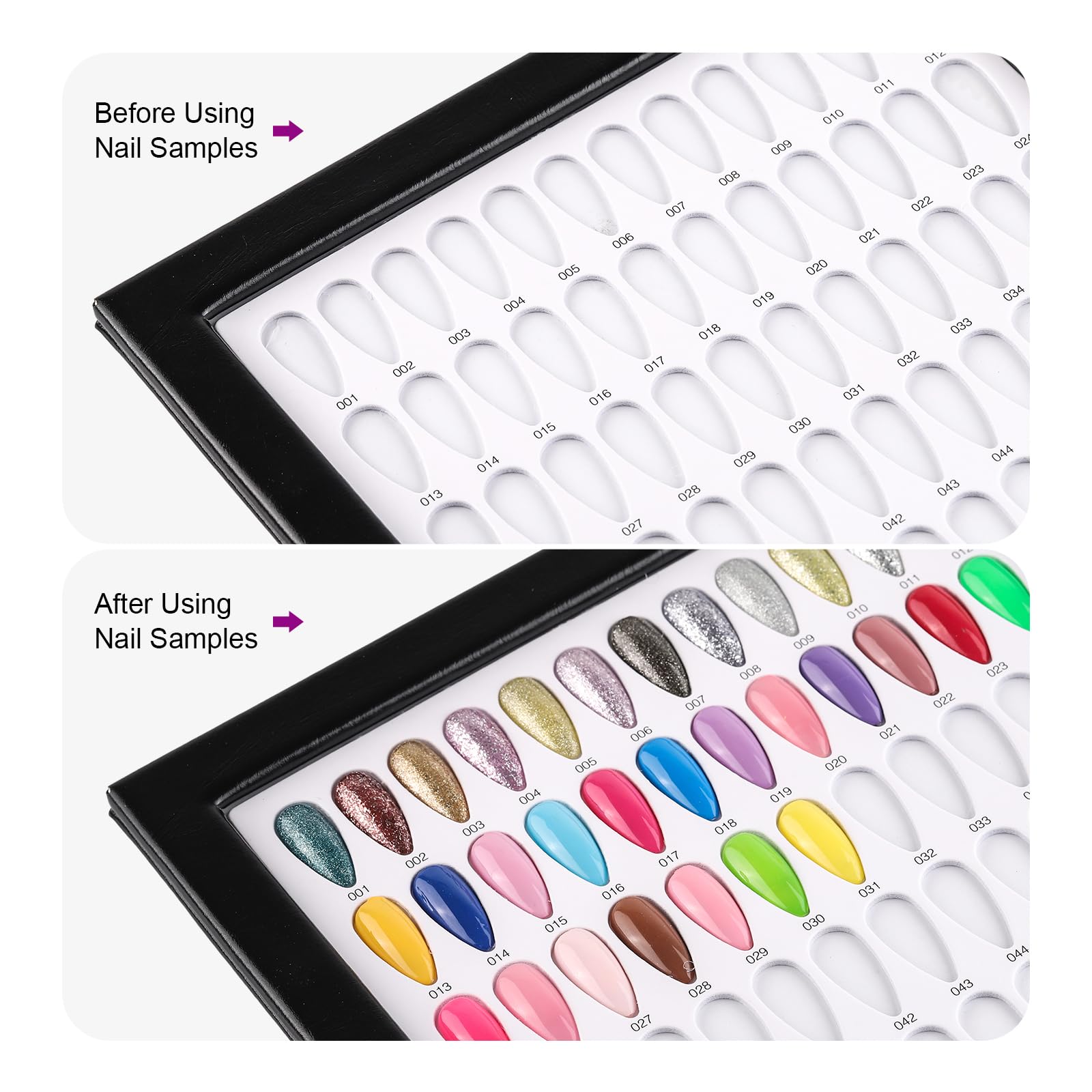 BNG Nail Colour Display Book 216 Colors Nails Art Card Chart with 240 Pcs Almonds False Nails Tips - Image 2