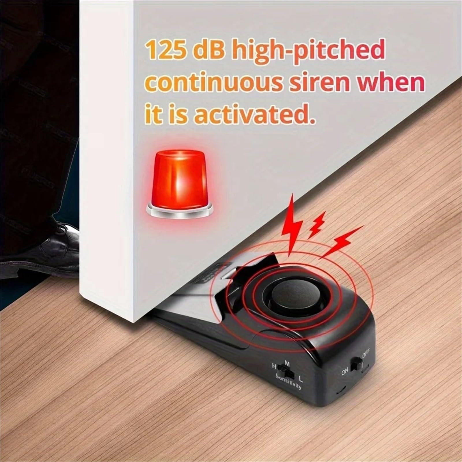 Tope Para Puerta Con Alarma Bloqueador de puerta cuña Alarma parada seguridad(1Pc Without Battery)
