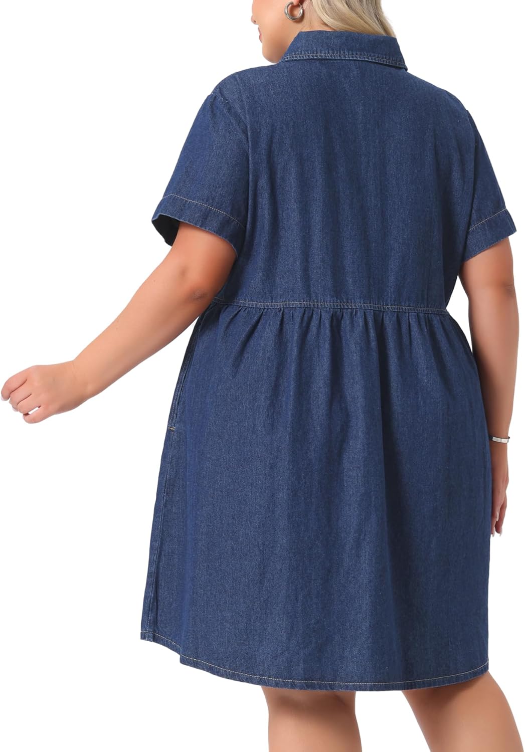 Agnes Orinda Denim Dress for Women Plus Size Button Down Babydoll Sundress Jean Dress with Pockets 2026 Vacation - Image 4