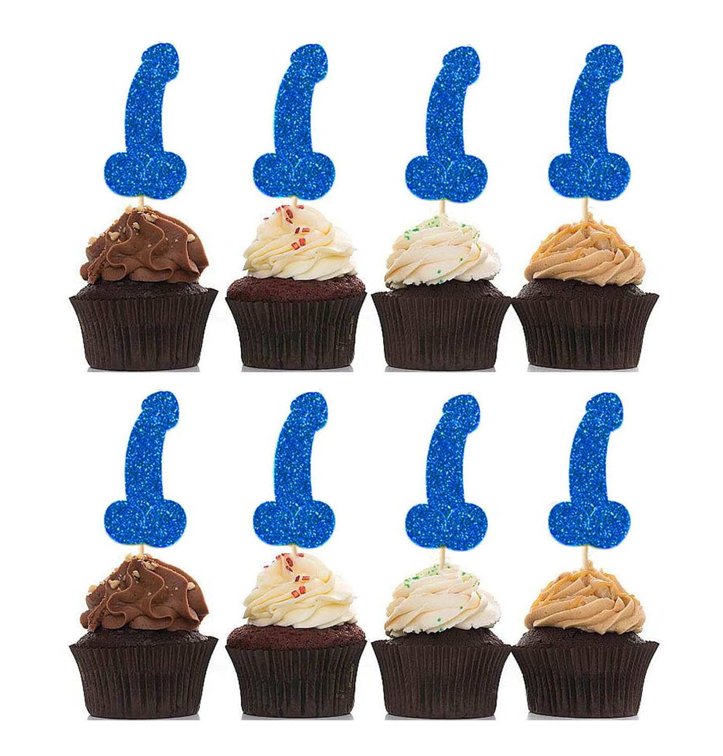 12 Pcs Prank Bachelorette Party Cake Cupcake Topper Decoration Gender Glitter Pick for Hen Bridal Shower Engagement Supplier Favor Game Tool Decor Set H19 โ image 1