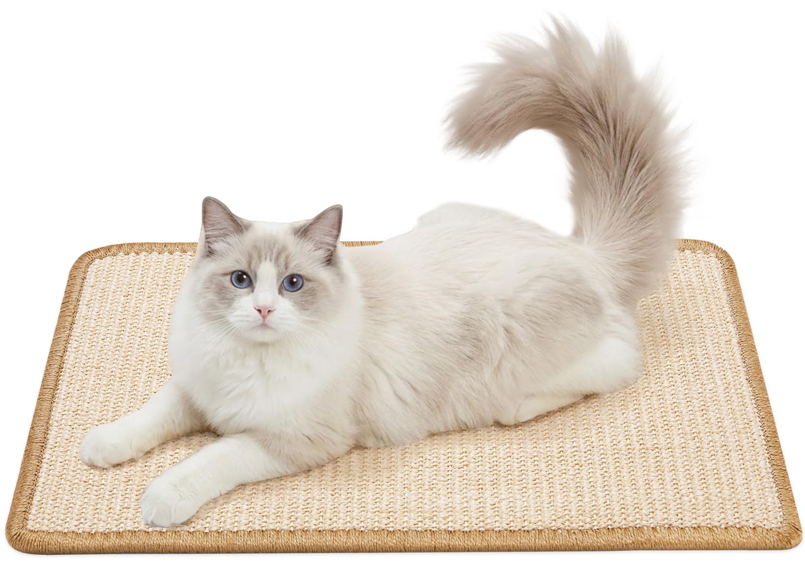 Gimars Tappetino Tiragraffi in Sisal Naturale, 50x30cm Protezione Divano e Mobili, Tappeto Graffiatoio Antiscivolo per Parete e Pavimento, Beige