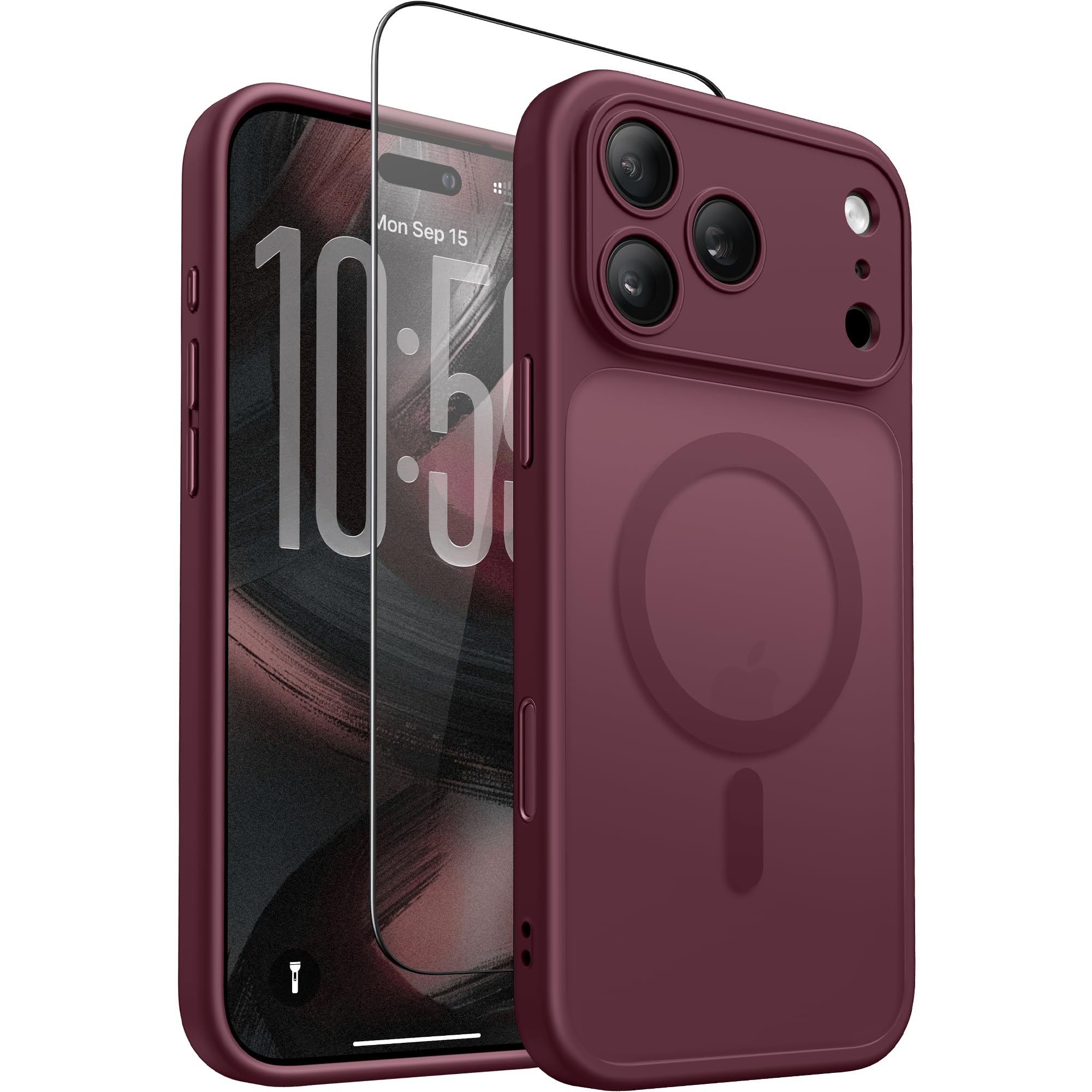 GolbinBox Magnetic & Shockproof for iPhone 17 Pro Case, Burgundy | [Compatible with MagSa…