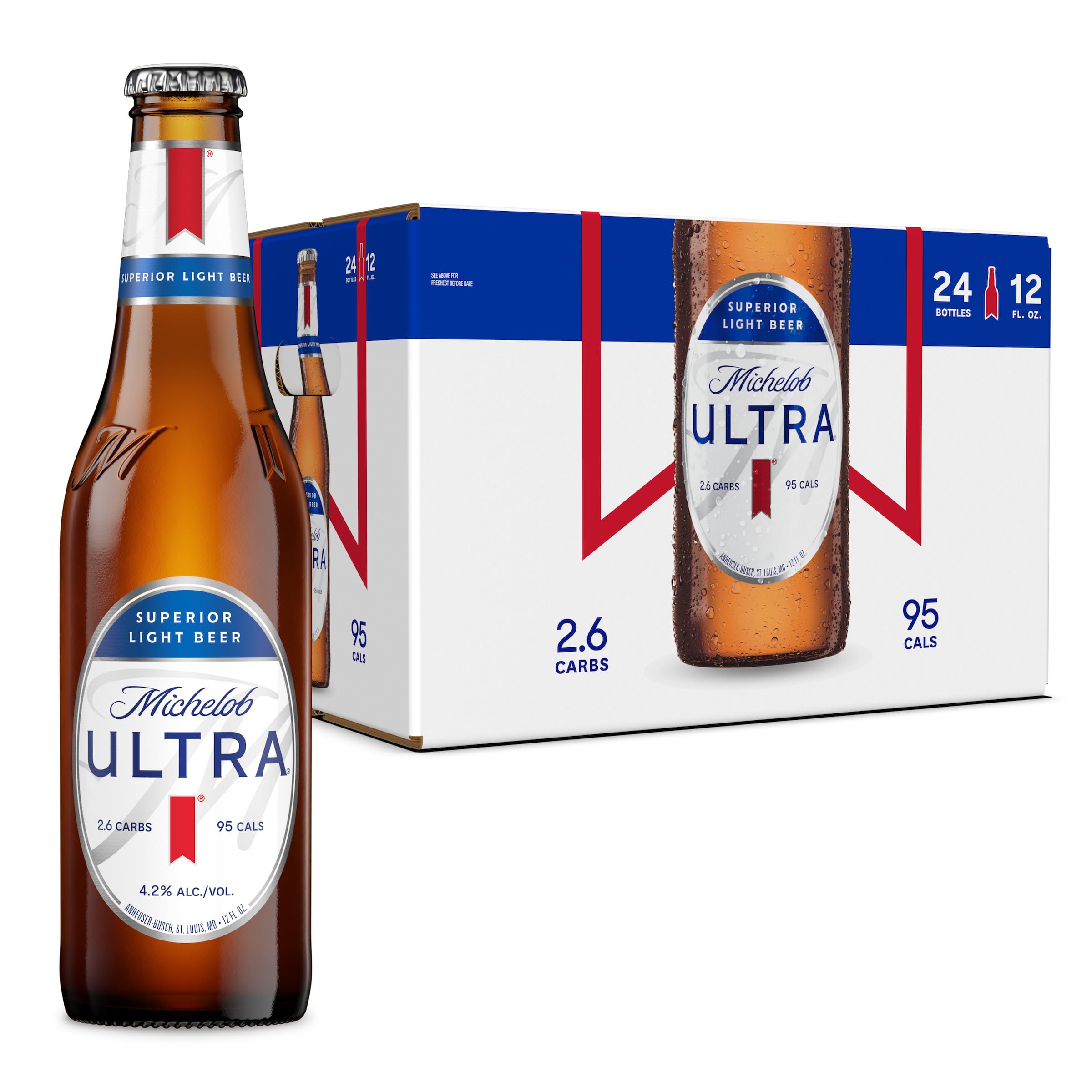 Michelob Ultra, 24 Pk, 12 Fl Oz Bottles, 4.2% Abv Ultra 12.00 Fl Oz (Pack of 24)