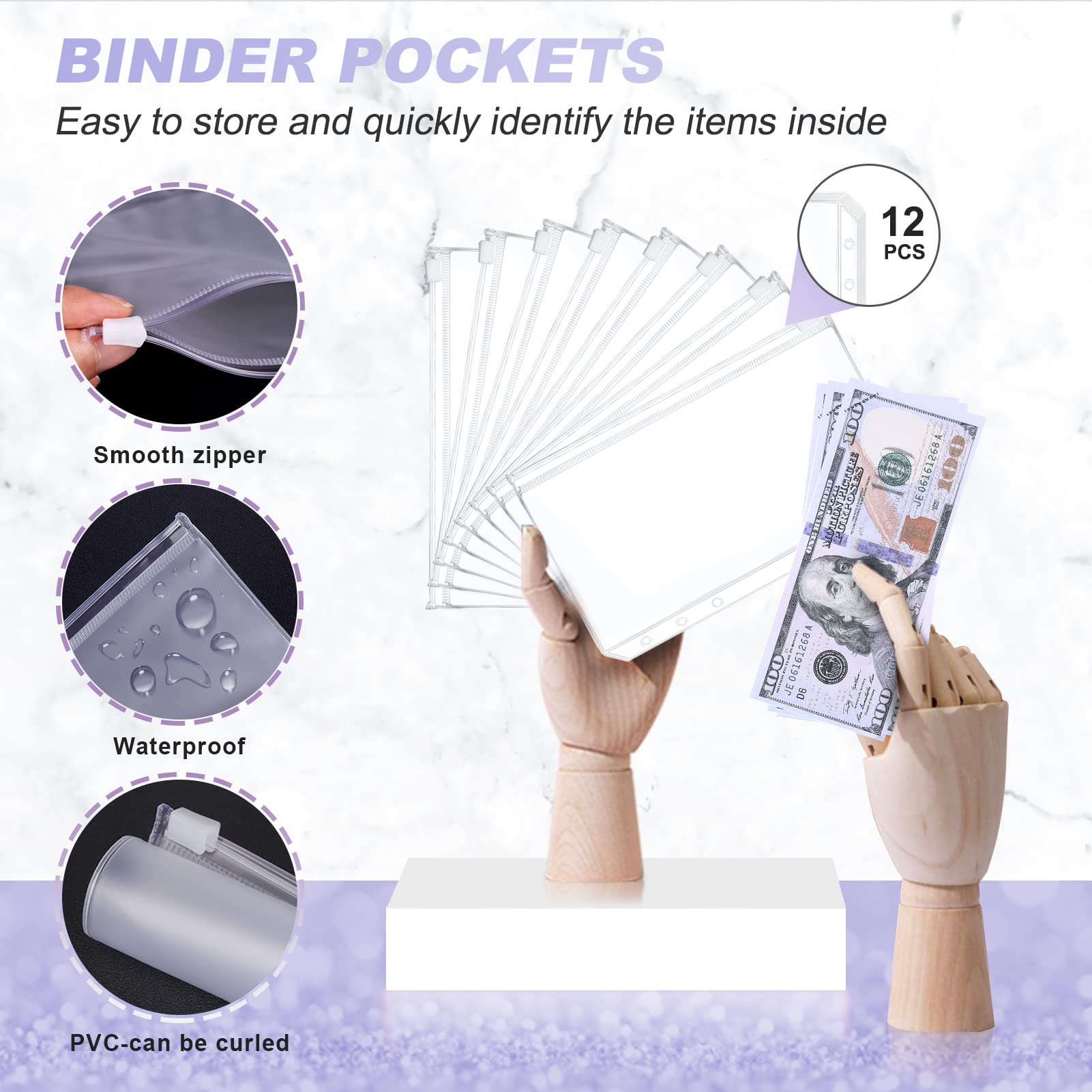 Onlyesh Budget Binder With Zipper Envelopes & Cash Tunisia