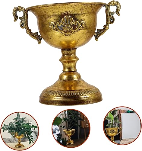 Miniatura 3 de Uonlytech Florero de hierro Vintage Jarrón de hierro forjado Base de oficina Jarrón de estilo europeo