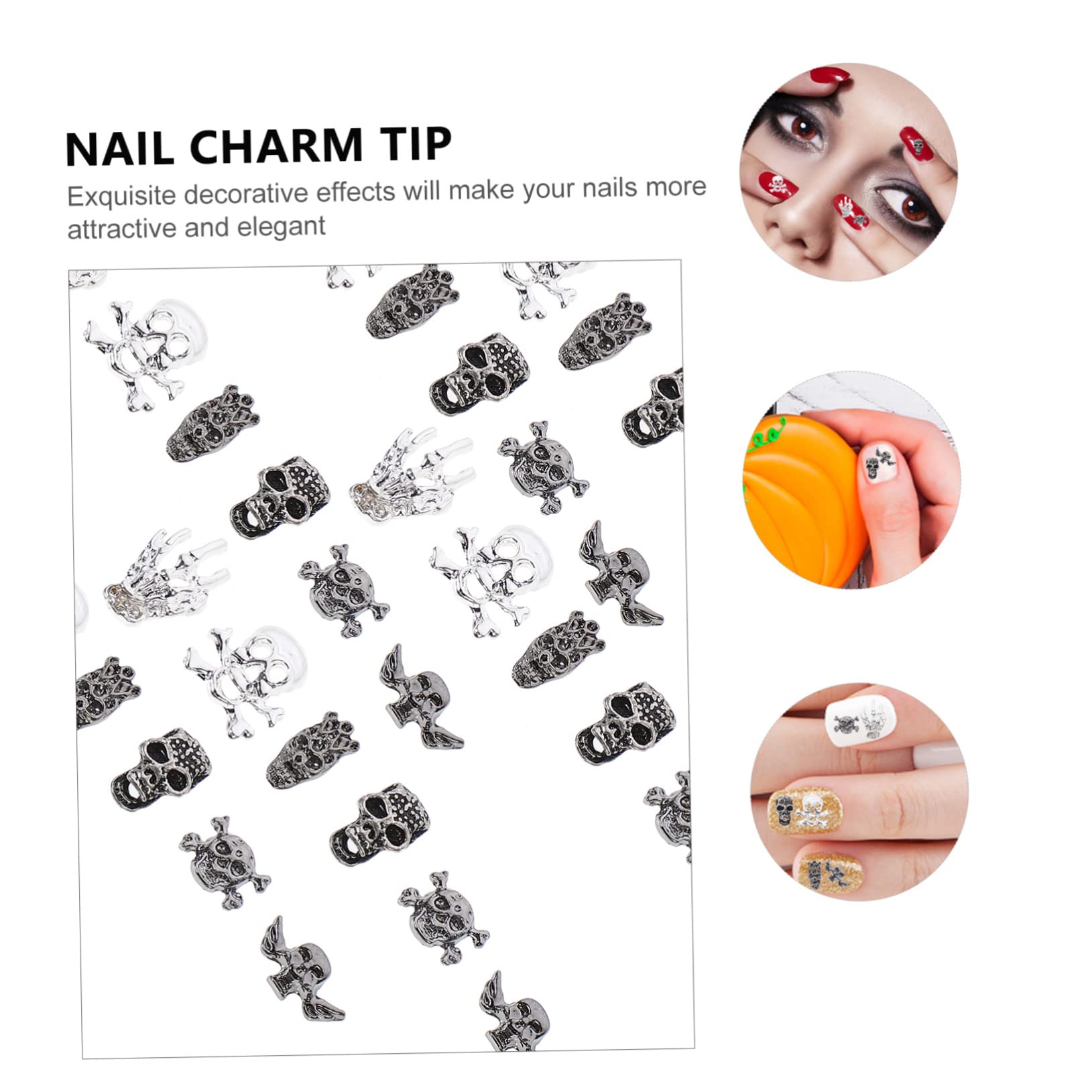 FRCOLOR 300stücke Halloween Skull Nagelcharms Metallische Nagelkunst Dekorationen Für Maniküre Und Nail Art Geeignet Für Halloween-feiern Und Kreative Bastelprojekte