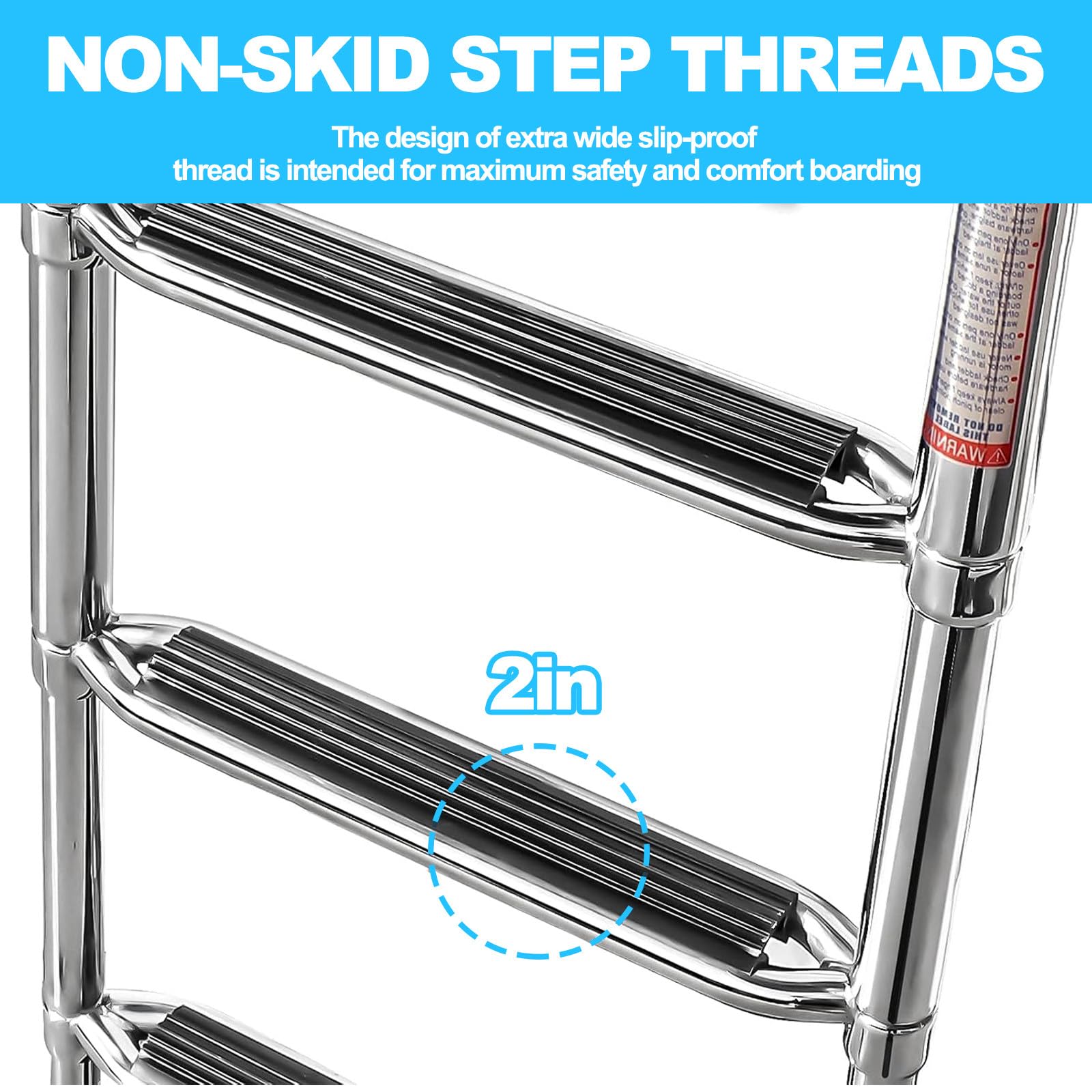 4 Gradini Scaletta Bagno Scaletta Barca Inox, Scalette Piscina Pieghevole con Corrimano E Ampia Pedaliera Ponte Galleggiante per Piscina/Piscina Barca, Ingresso Poppa Marina