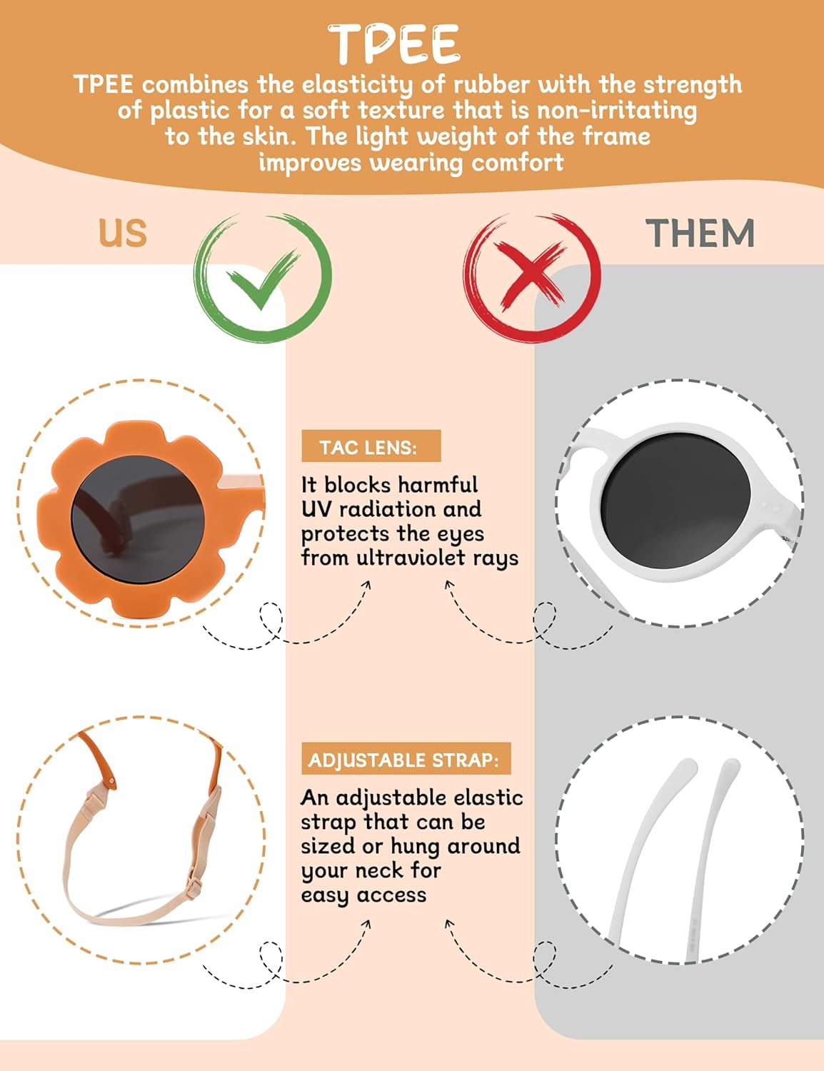 Durio Baby Sun Hat and Sunglasses - UPF50+ Sun Protection Hat for Boy Girl, Wide Brim Summer Beach Hats for Newborn Toddler - Image 4