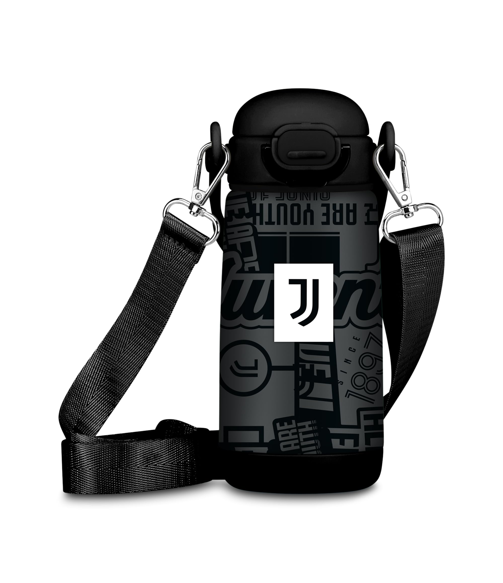 Seven Botella Kid Juventus, negra, 400 ml, acero inoxidable, sin BPA, hermética, hermética, a prueba de fugas, calor 12h/frío 24h, correa incluida, escuela, deportes, viajes, para niños, idea regalo en oferta en Amazon