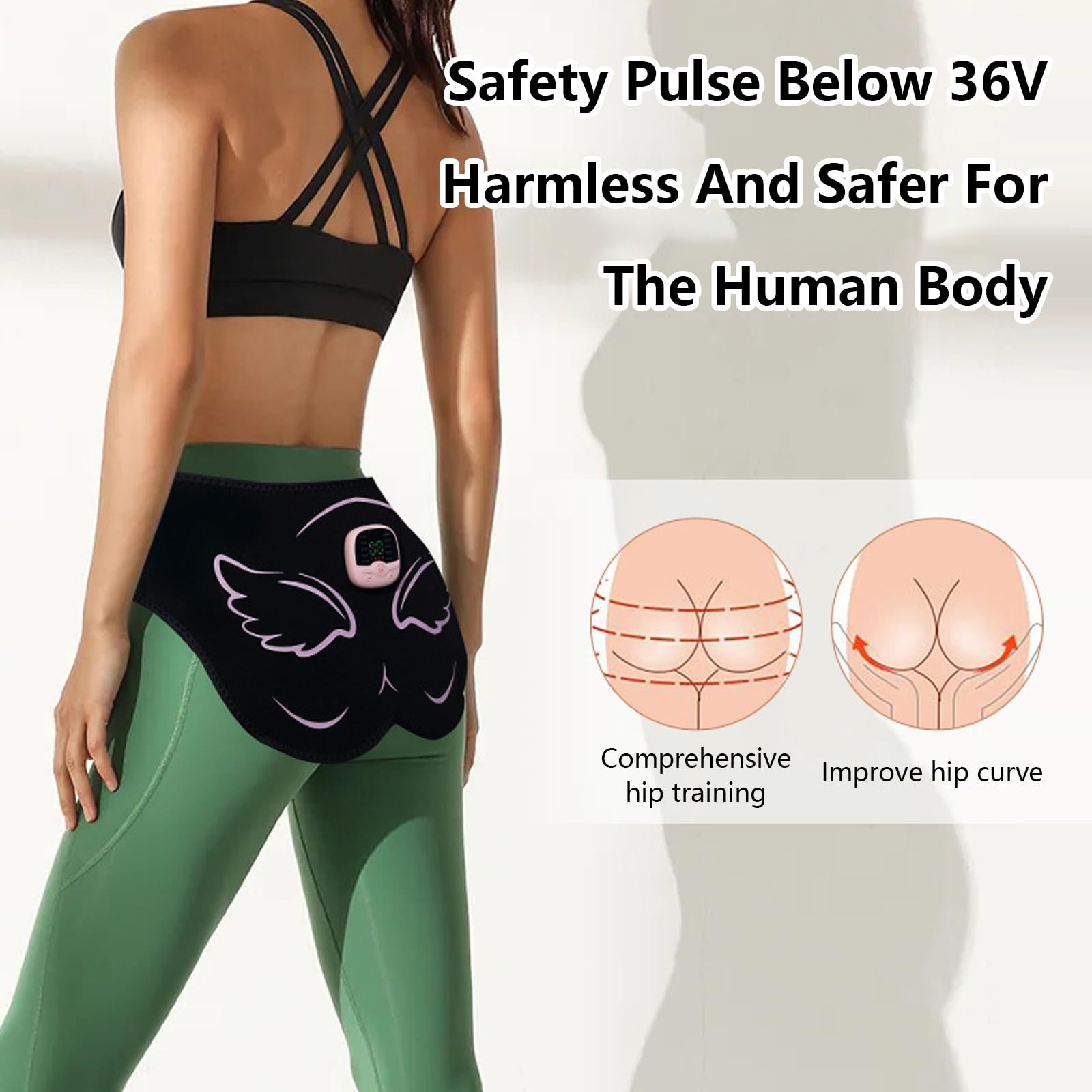 EMS Trainingsgerät, Bauchmuskeltrainer Elektrisch Trainingsgerät zur gezielten Stimulation der Po Muskulatur Muskelaufbau Hüfttrainer Fitness Training für Frauen, Muskeltrainer Elektrisch