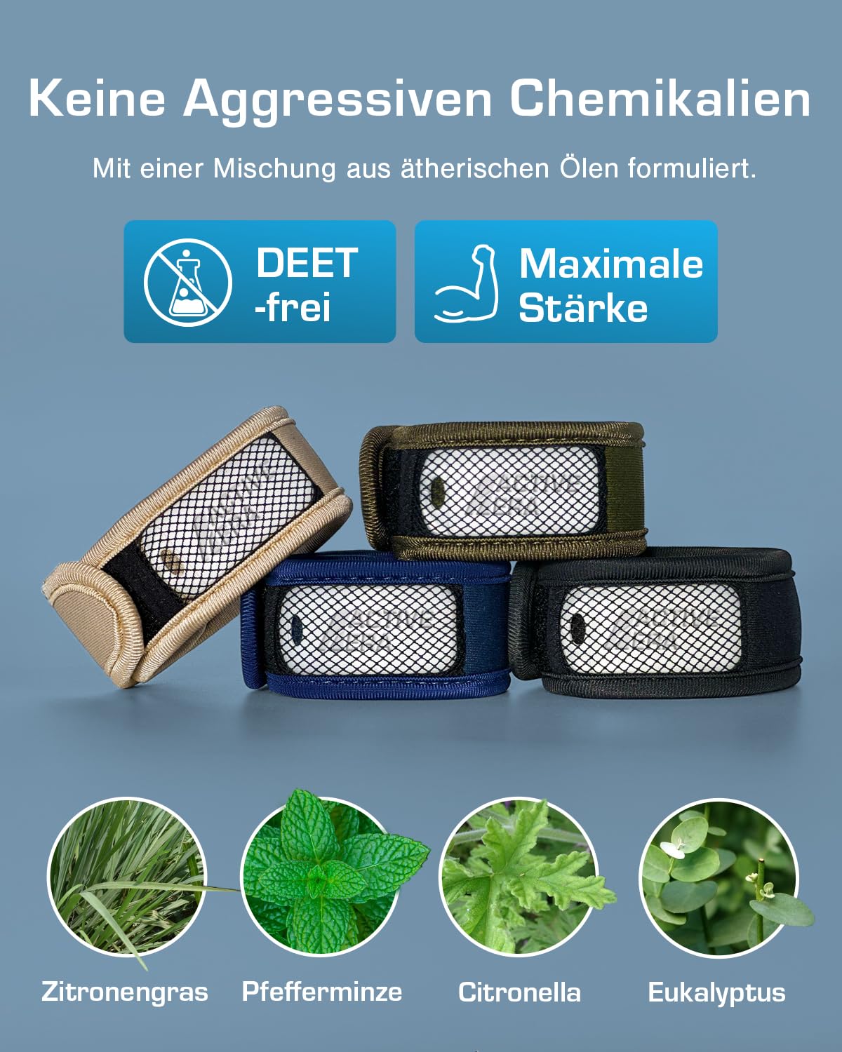 Active Era Mückenschutz Armband (4 Stk), Mückenabwehr Outdoor, Camping - Anti Mückenarmband Kinder & Erwachsene + 8 Nachfüll Tab - Nachfüllbar, Wasserfest, bis zu 80 Tage Schutz, 100% DEET frei