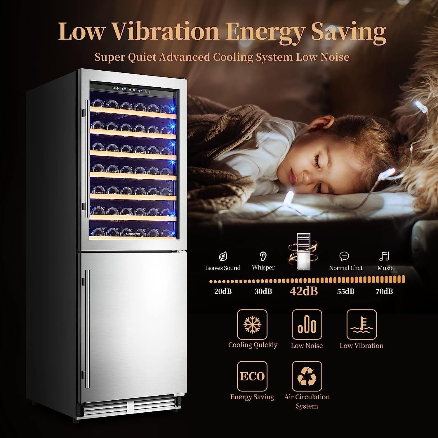 BODEGA 24 Inch Wine And Beverage Refrigerator Cooler,Dual Zone Wine Fridge With Memory Temperature Control 77 Bottles And 180 Cans,Built-In Or Freestanding 2-In-1 Wine Cooler For Home Bar Kitchen on Fridge.com - View 6