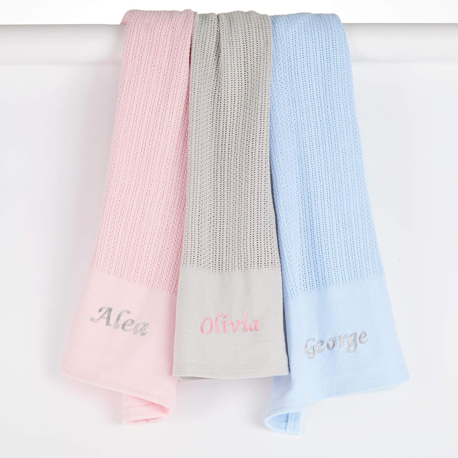 Personalised Cellular Blanket Newborn Blankets Embroidered With Name Hospital Personalised Blanket Blue