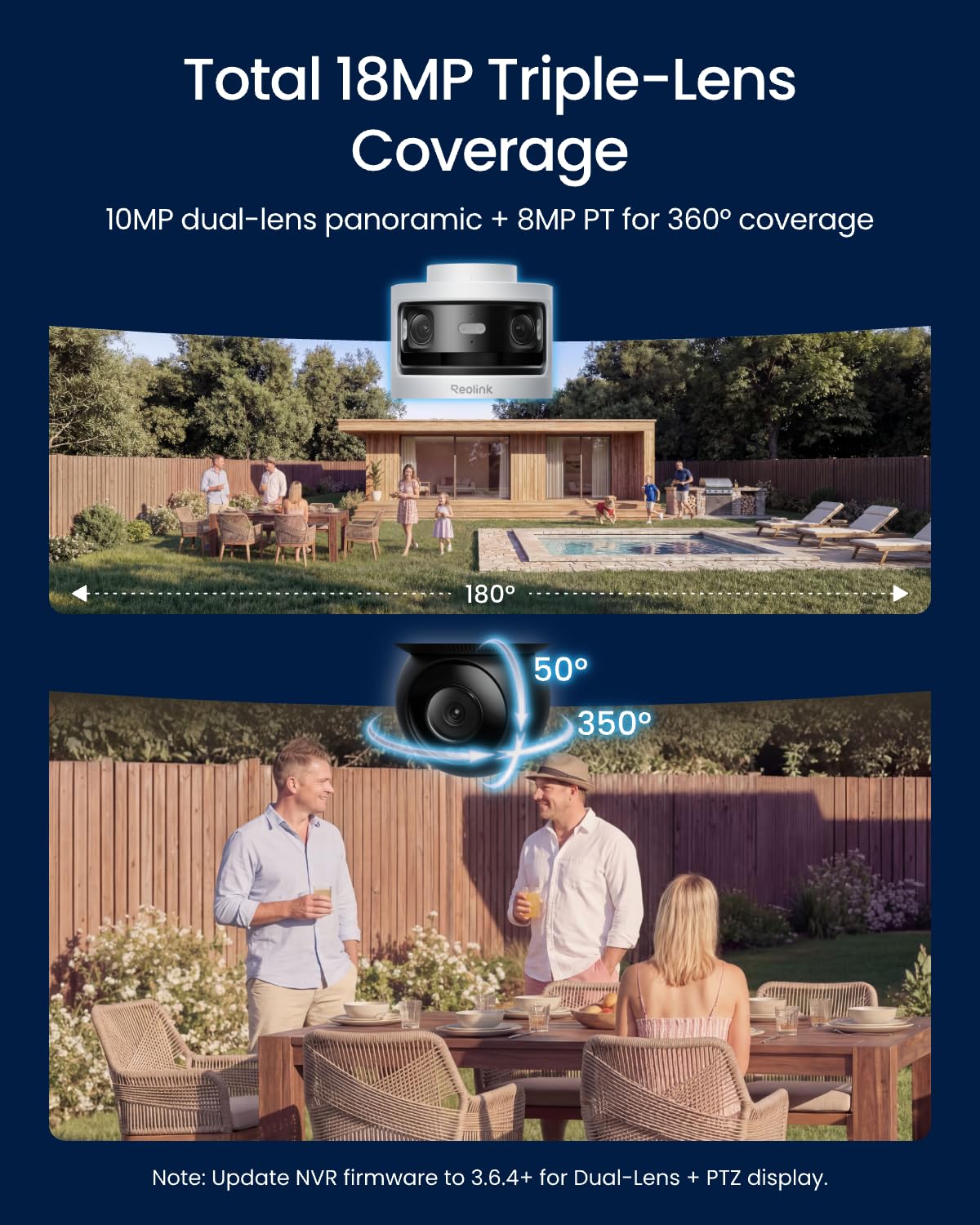 Amazon.com: REOLINK Triple-Lens PoE Security Camera Outdoor, 10MP