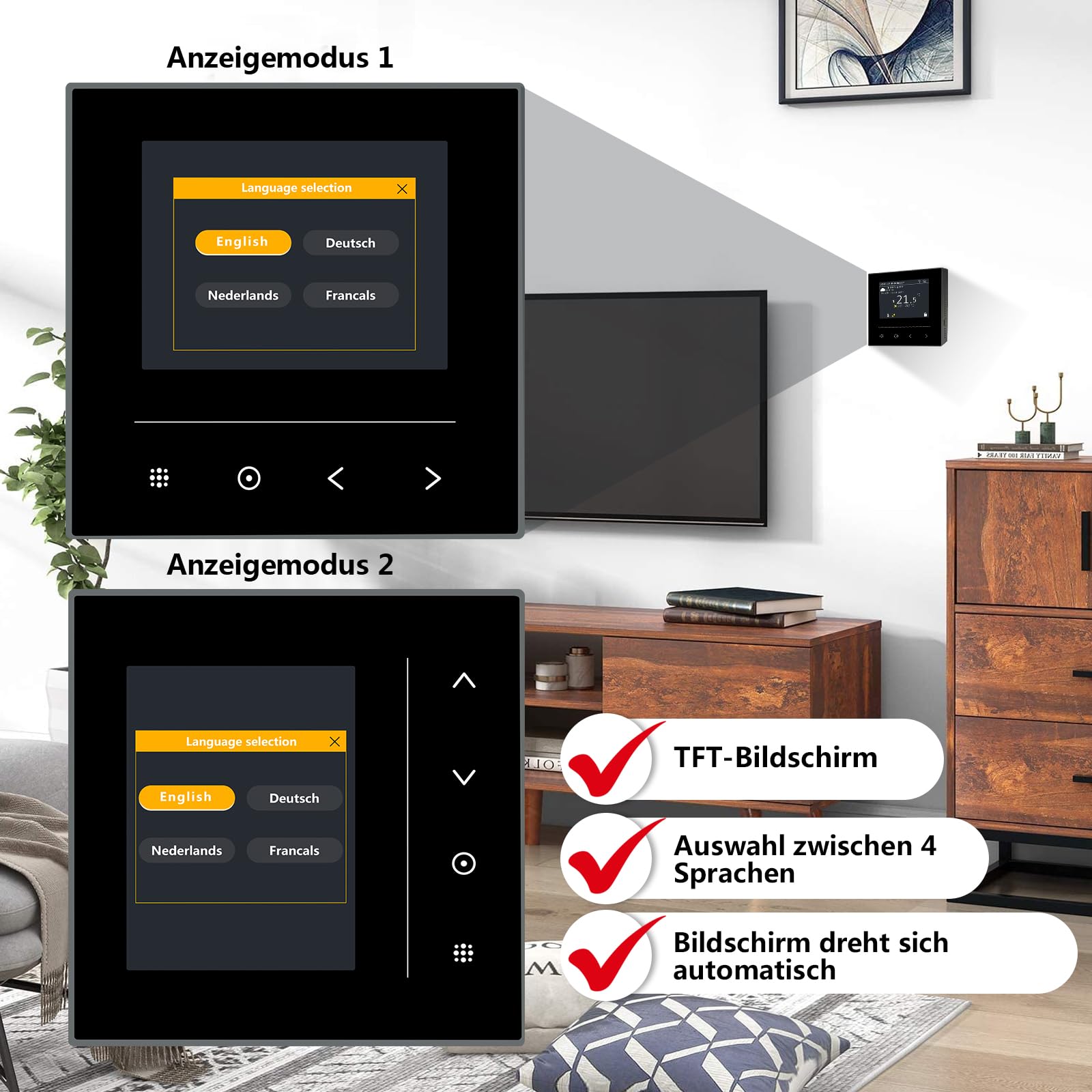 KETOTEK WiFi Thermostat für Elektrische Fußbodenheizung, Digital LCD Programmierbar Raumthermostat 16A, Smart Elektrisch Heizungsthermostat Chronothermostat kompatibel mit Alexa, Smart Life/Tuya App