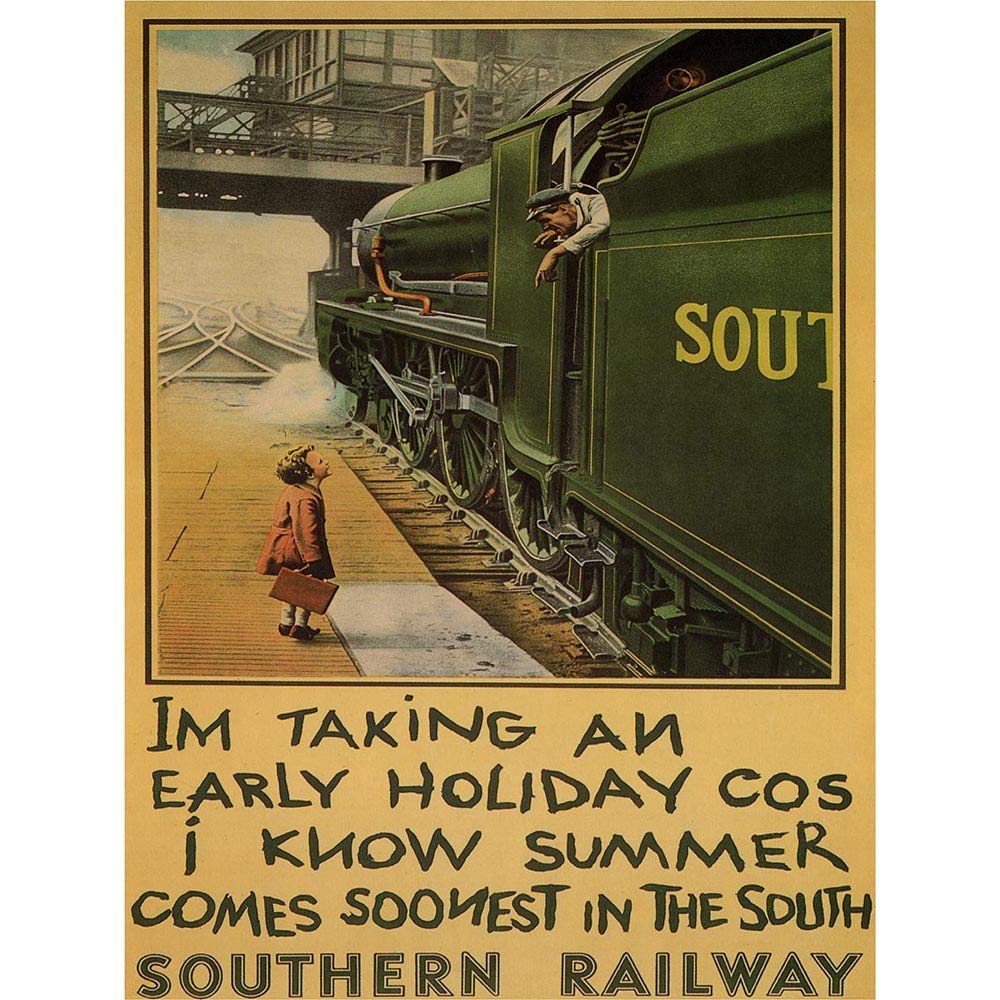 Wee Blue Coo Travel Tourism Railway Southern Holiday UK Vintage Advertising Art Print Poster Wall Decor 12X16 Inch