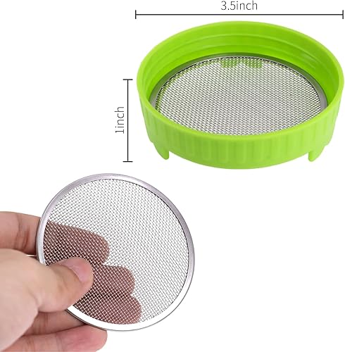 Miniatura 2 de Kit de germinación para brotes de alfalfa y frijoles de cosecha propia, 2 tapas de malla para frascos Mason que permiten drenar