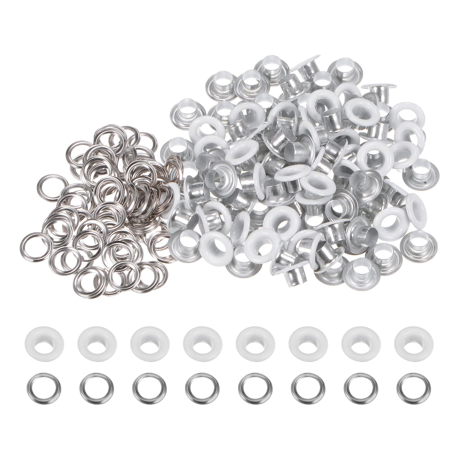 TA-VIGOR 5mm 3/16 Inch Grommets Kit Metal Eyelets with Washers White 100pc — image 1